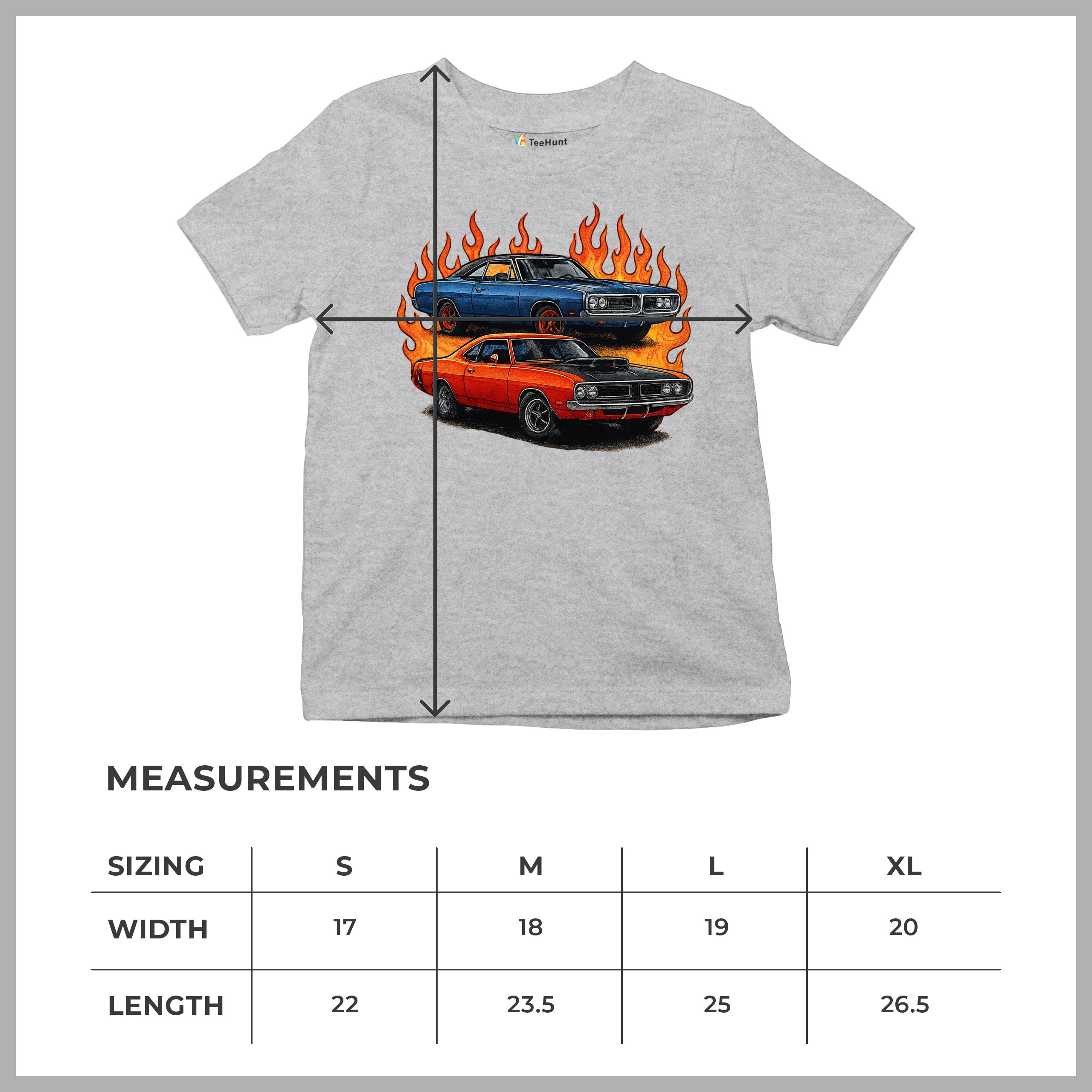 Classic American Muscle Car Flame Youth T-shirt Vintage Horsepower V8 Kids - Picture 15 of 50