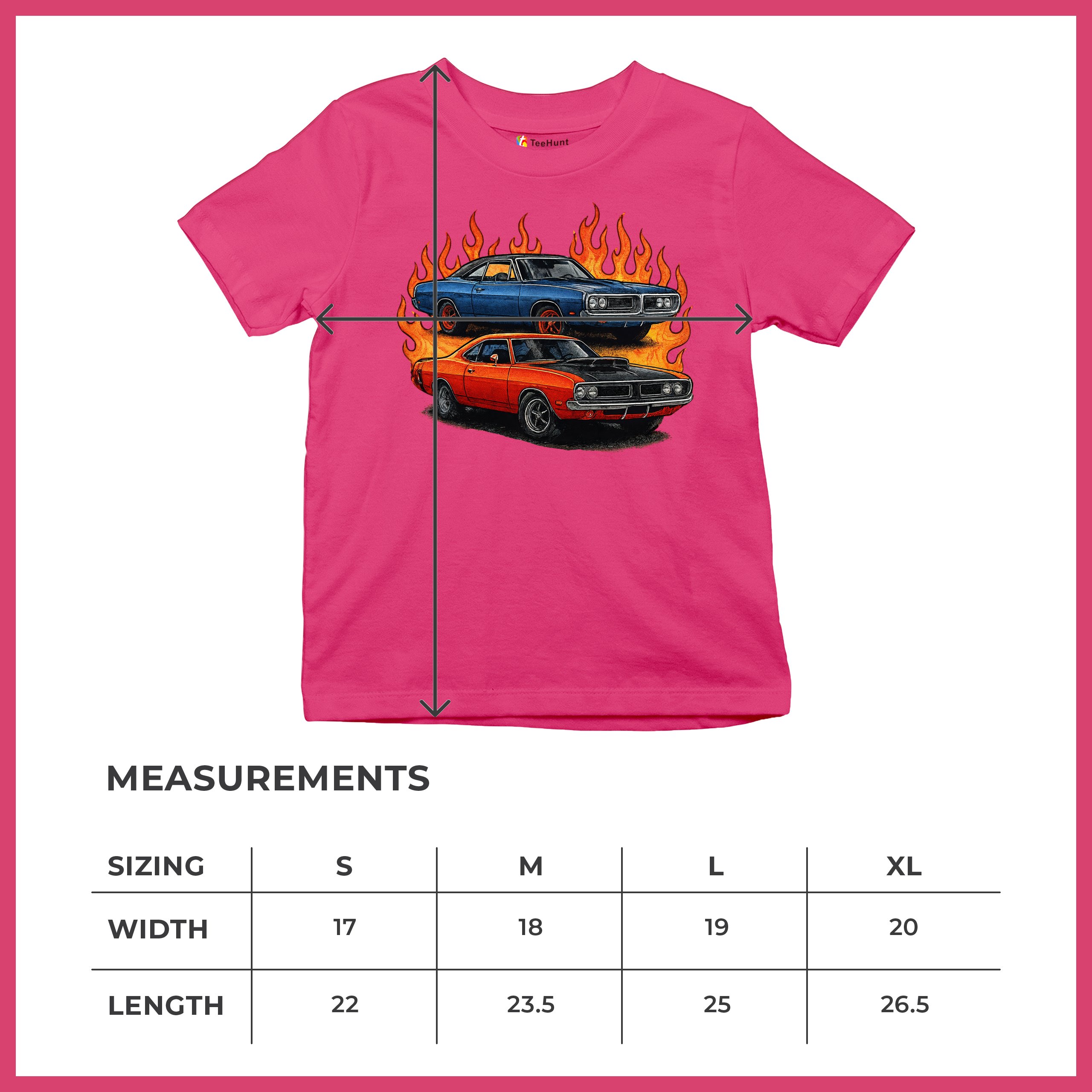 Classic American Muscle Car Flame Youth T-shirt Vintage Horsepower V8 Kids - Picture 50 of 50