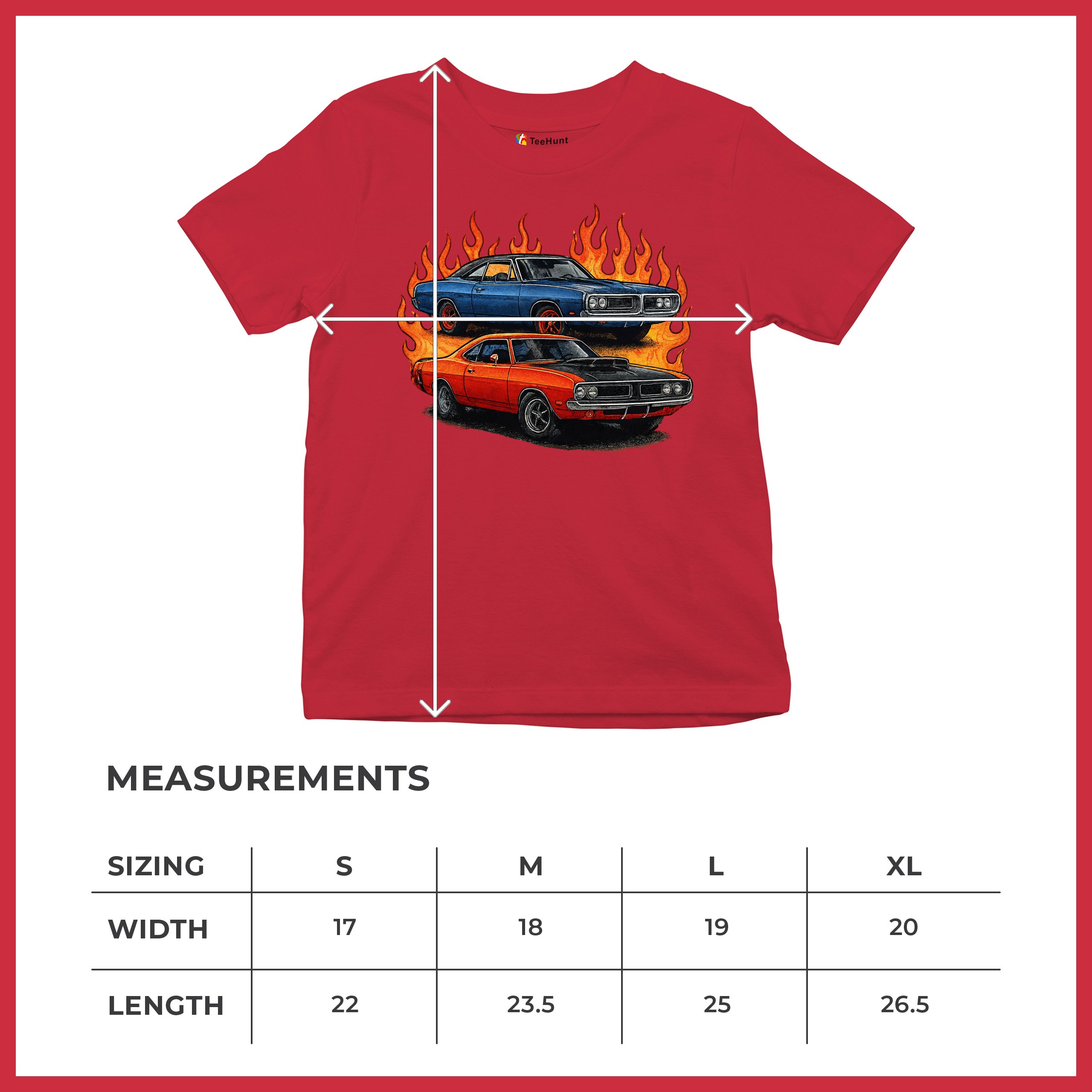 Classic American Muscle Car Flame Youth T-shirt Vintage Horsepower V8 Kids - Picture 22 of 50