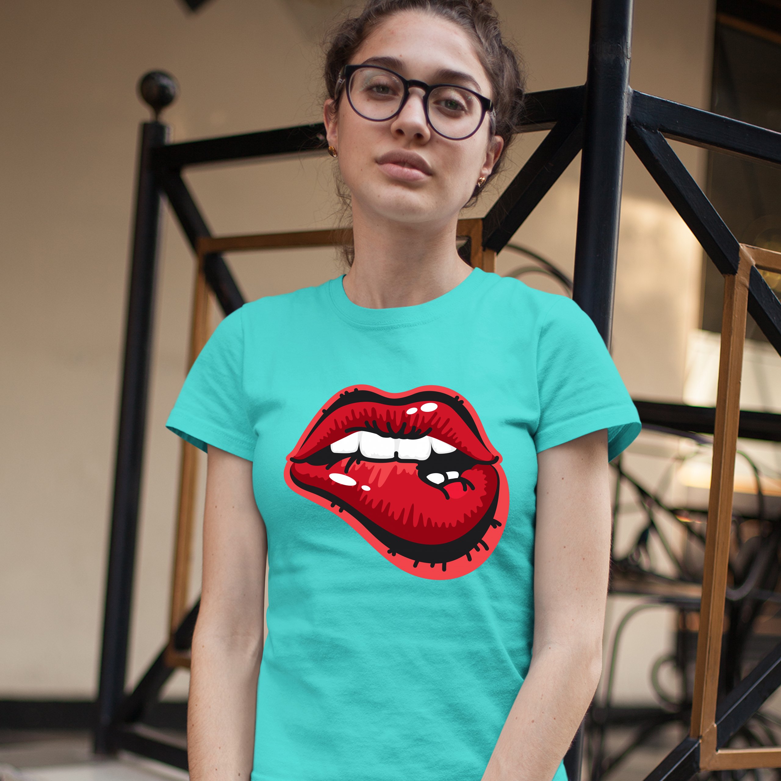 Naughty Biting Lips T Shrit Hot Luscious Sexy Red Lips Womens Tee Ebay