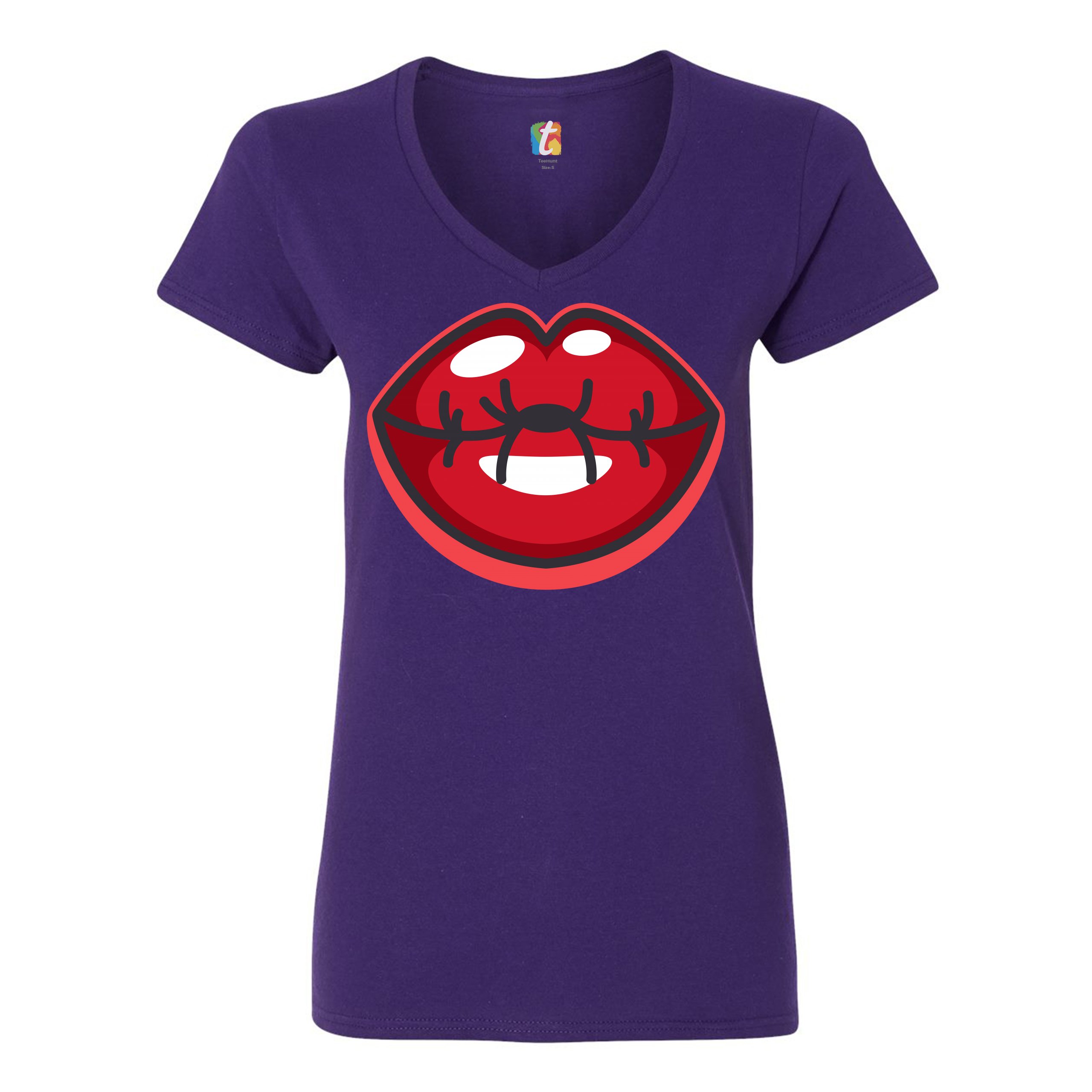 Red Kissy Lips Womens V Neck T Shirt Hot Tempting Sexy Lips Tee Ebay