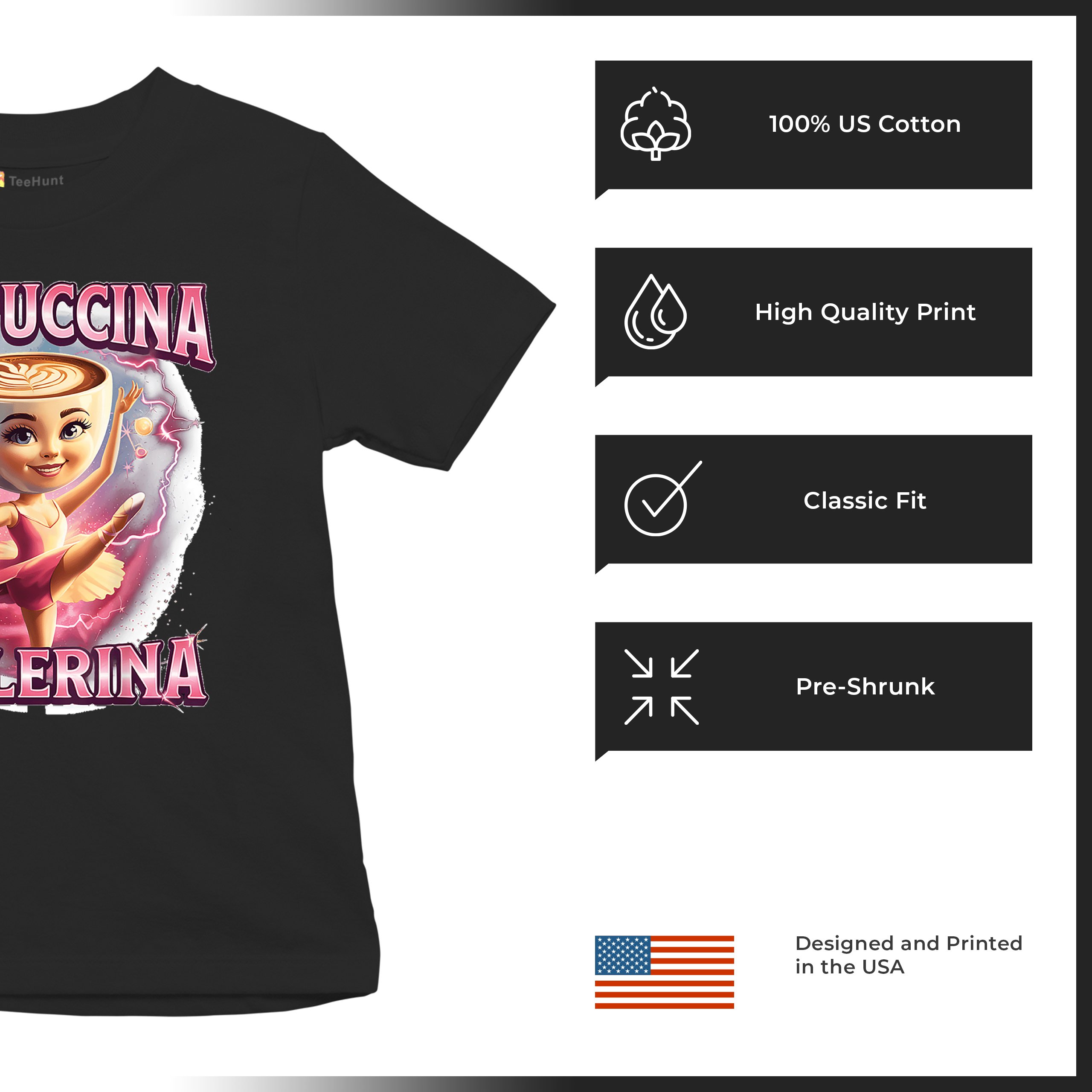Cappuccina Ballerina Youth T-shirt Italian Brainrot Gen Z Alpha Meme Kids - Picture 14 of 50