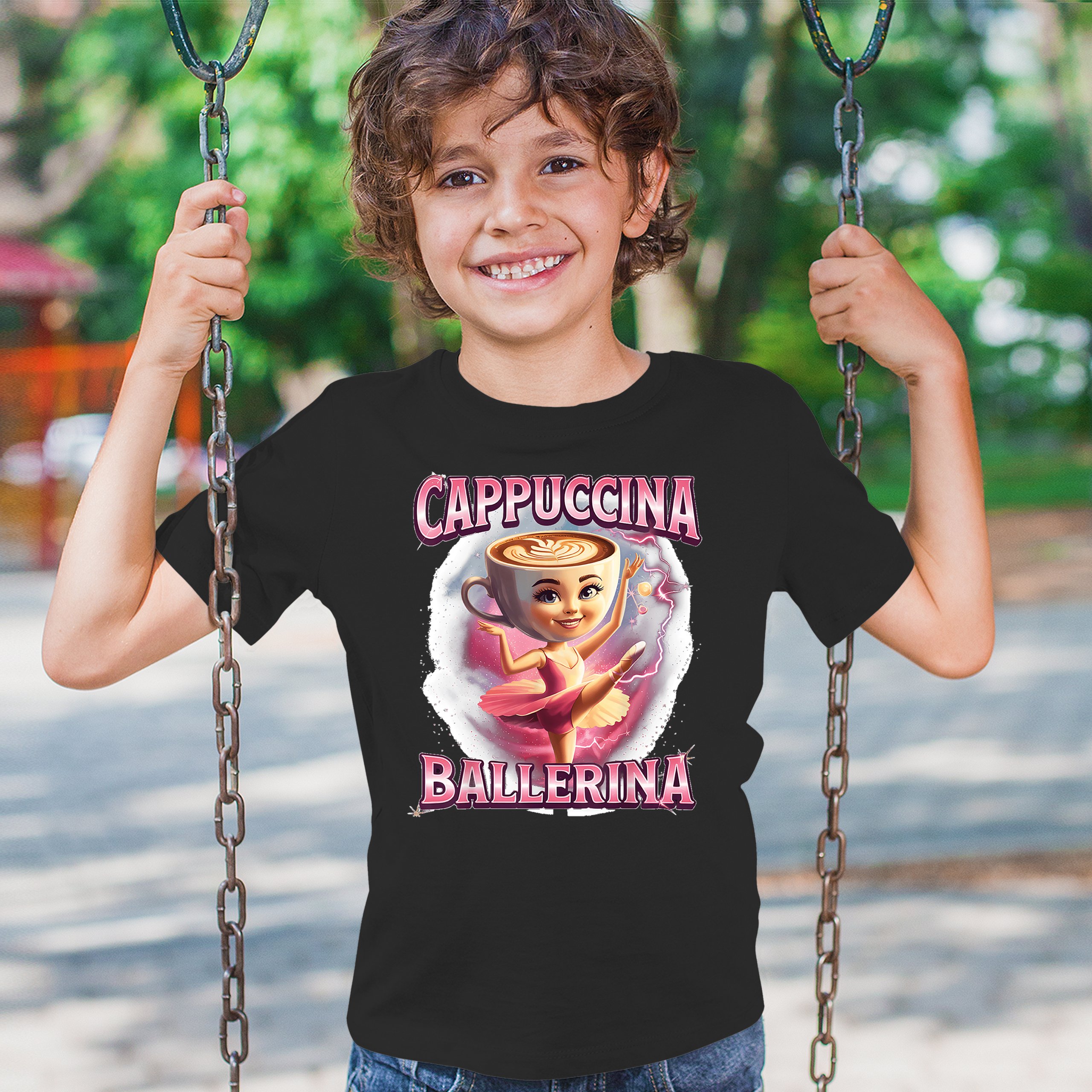 Cappuccina Ballerina Youth T-shirt Italian Brainrot Gen Z Alpha Meme Kids - Picture 12 of 50
