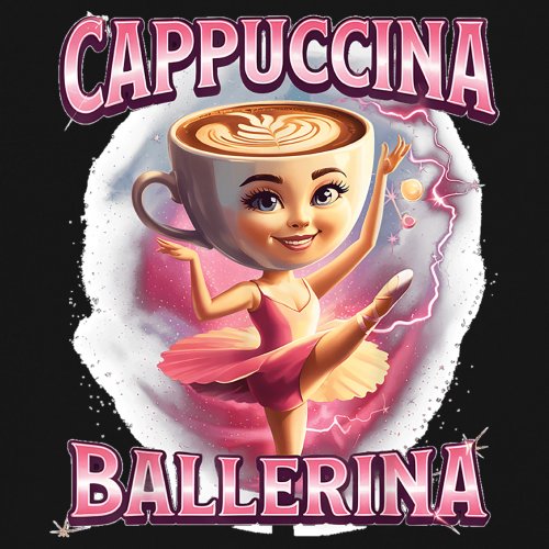 Cappuccina Ballerina Youth T-shirt Italian Brainrot Gen Z Alpha Meme Kids - Picture 11 of 50