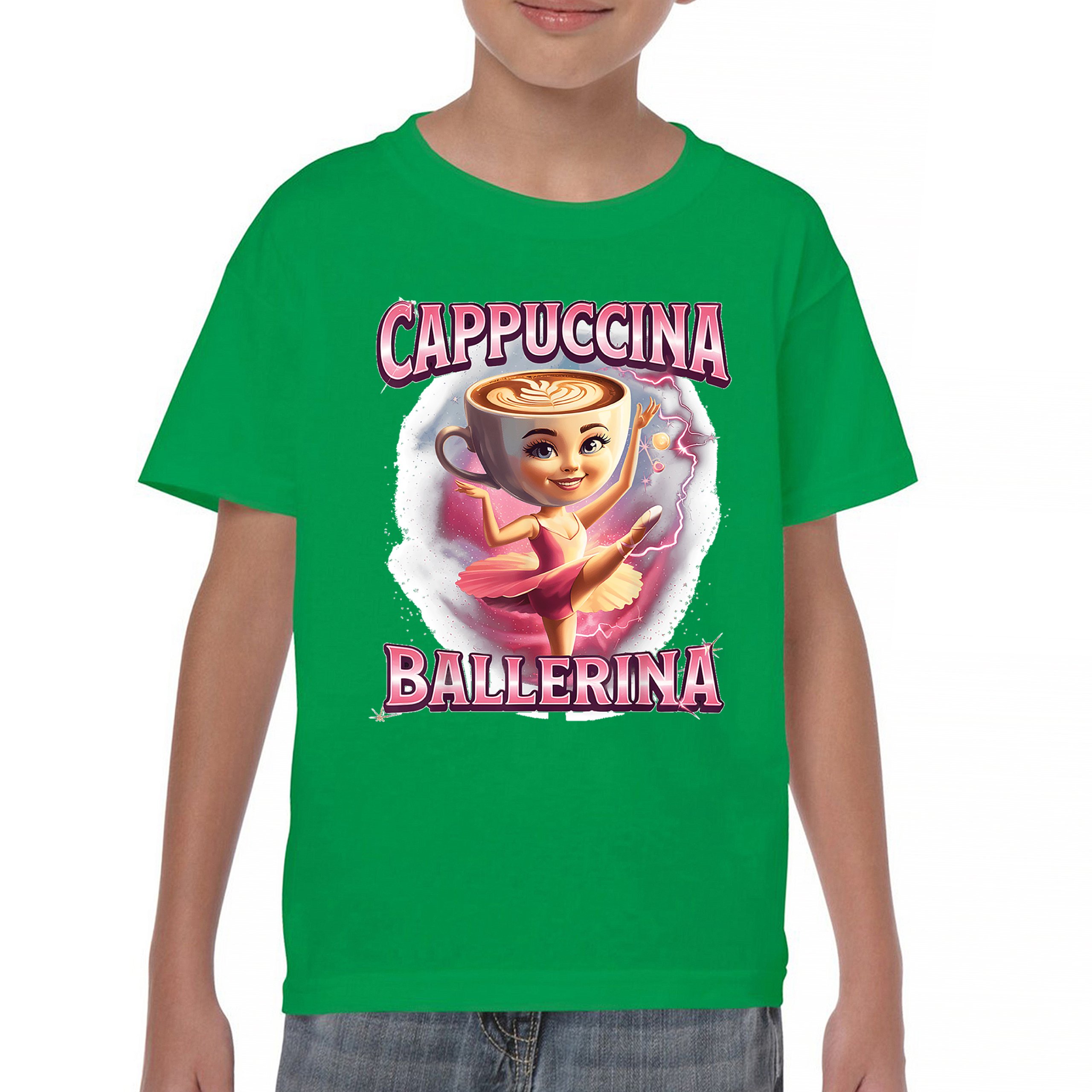 Cappuccina Ballerina Youth T-shirt Italian Brainrot Gen Z Alpha Meme Kids - Picture 30 of 50