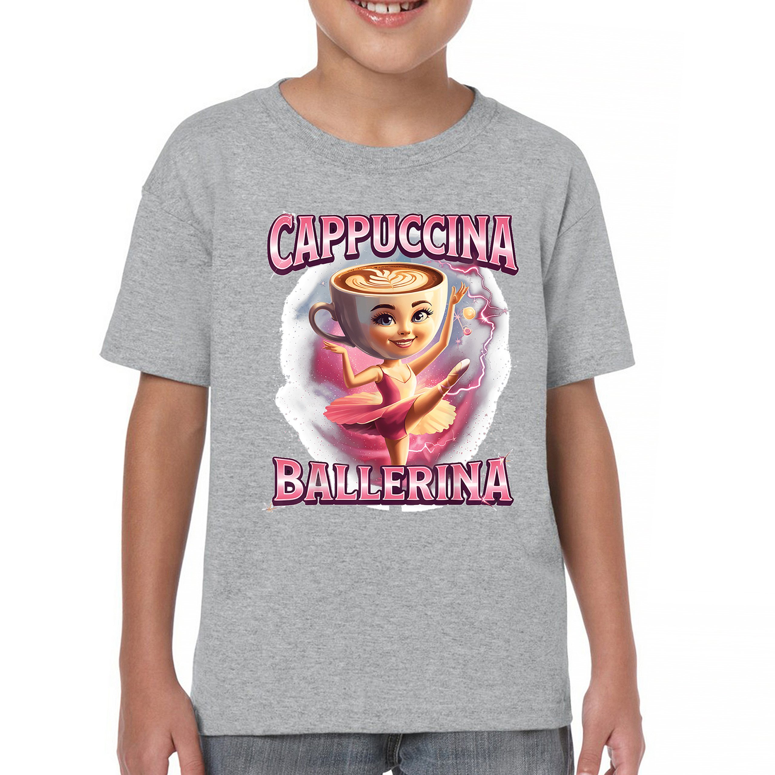Cappuccina Ballerina Youth T-shirt Italian Brainrot Gen Z Alpha Meme Kids - Picture 16 of 50