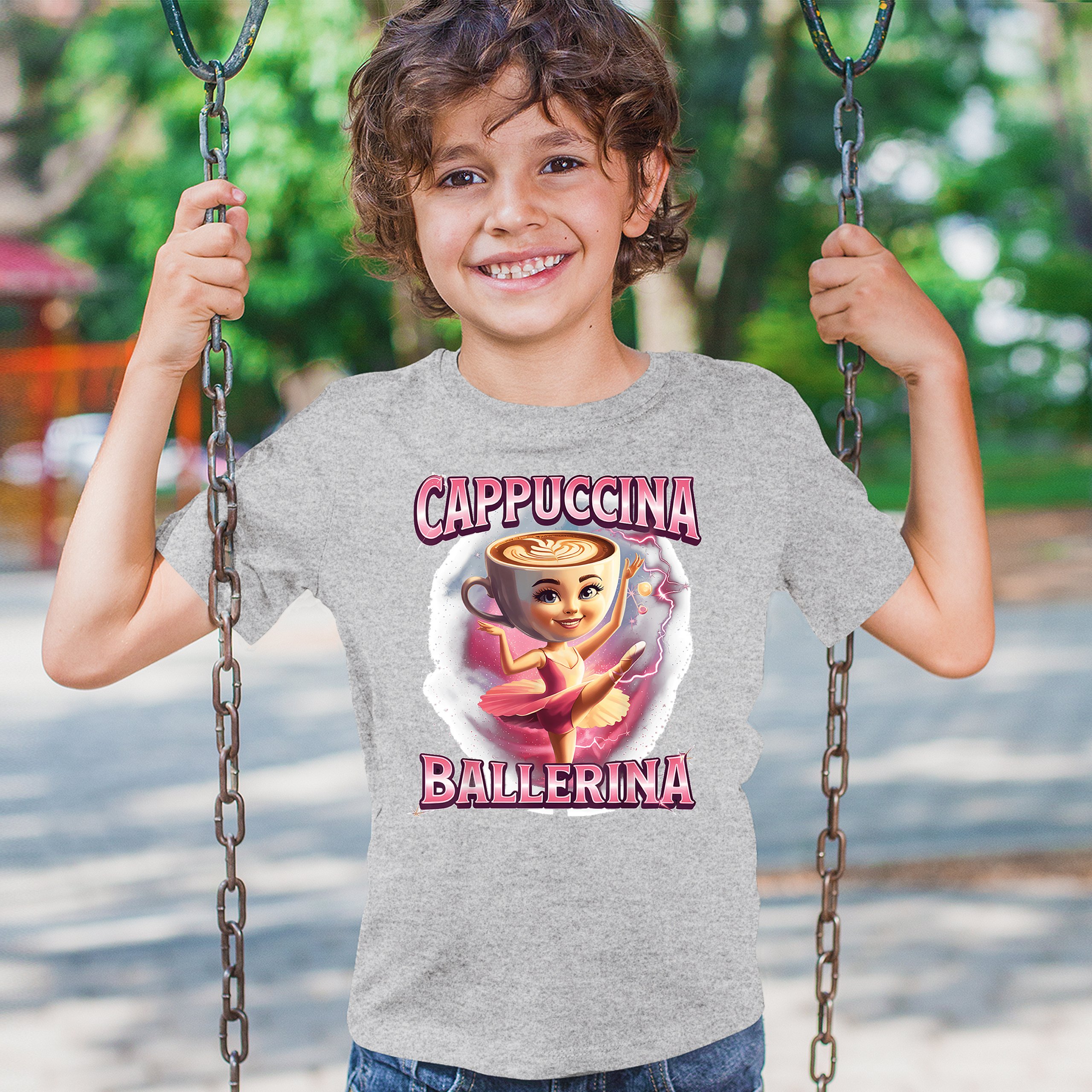 Cappuccina Ballerina Youth T-shirt Italian Brainrot Gen Z Alpha Meme Kids - Picture 19 of 50