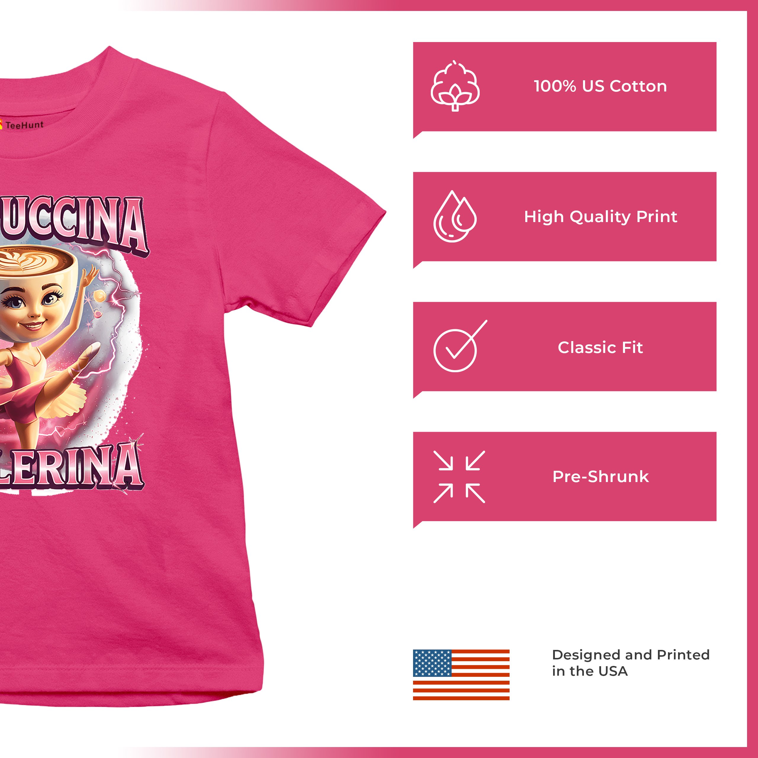 Cappuccina Ballerina Youth T-shirt Italian Brainrot Gen Z Alpha Meme Kids - Picture 49 of 50