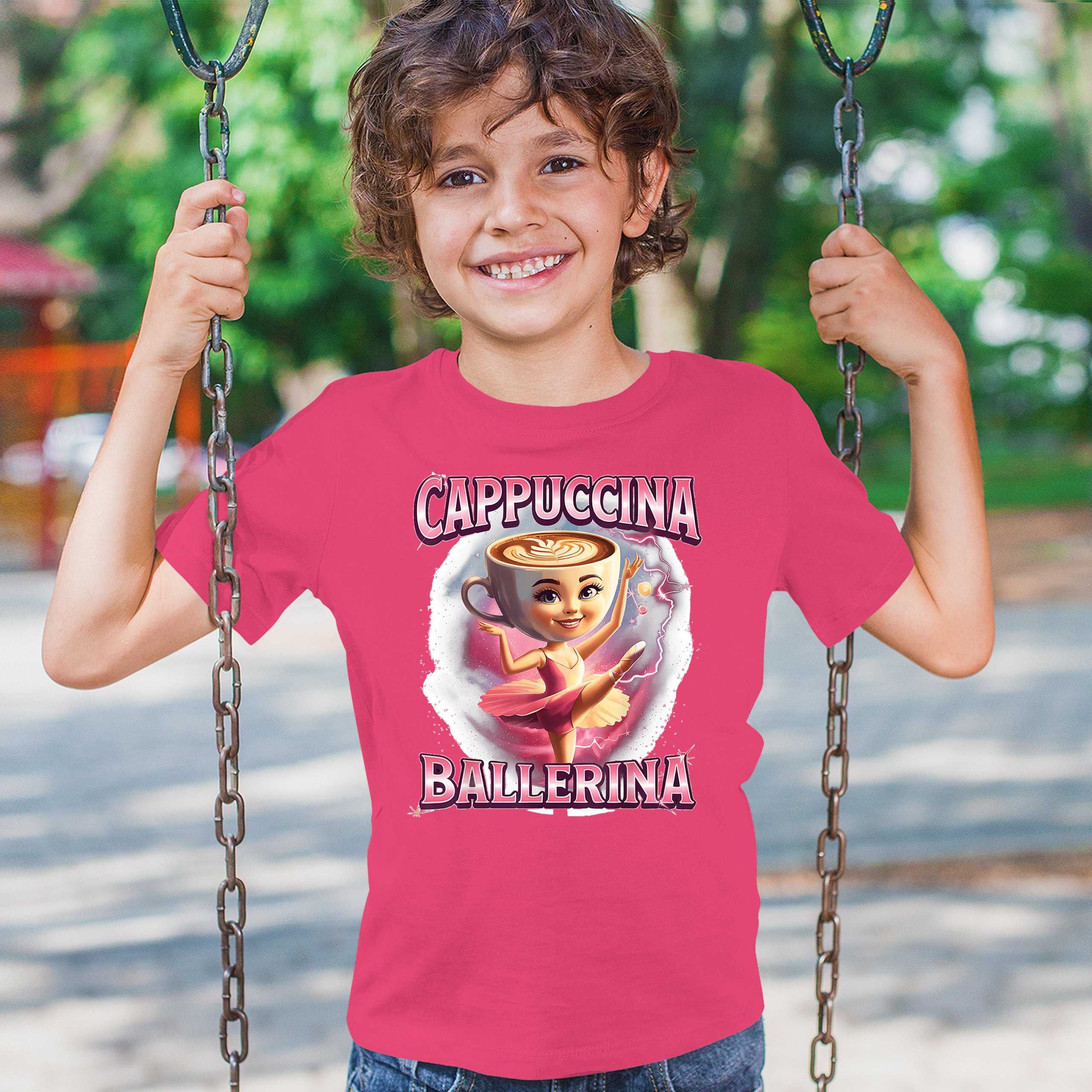 Cappuccina Ballerina Youth T-shirt Italian Brainrot Gen Z Alpha Meme Kids - Picture 47 of 50