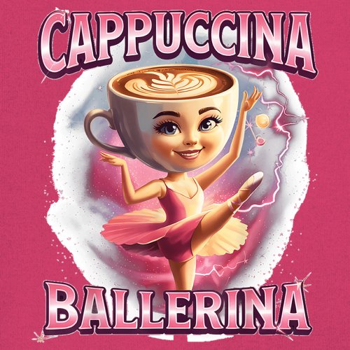 Cappuccina Ballerina Youth T-shirt Italian Brainrot Gen Z Alpha Meme Kids - Picture 46 of 50