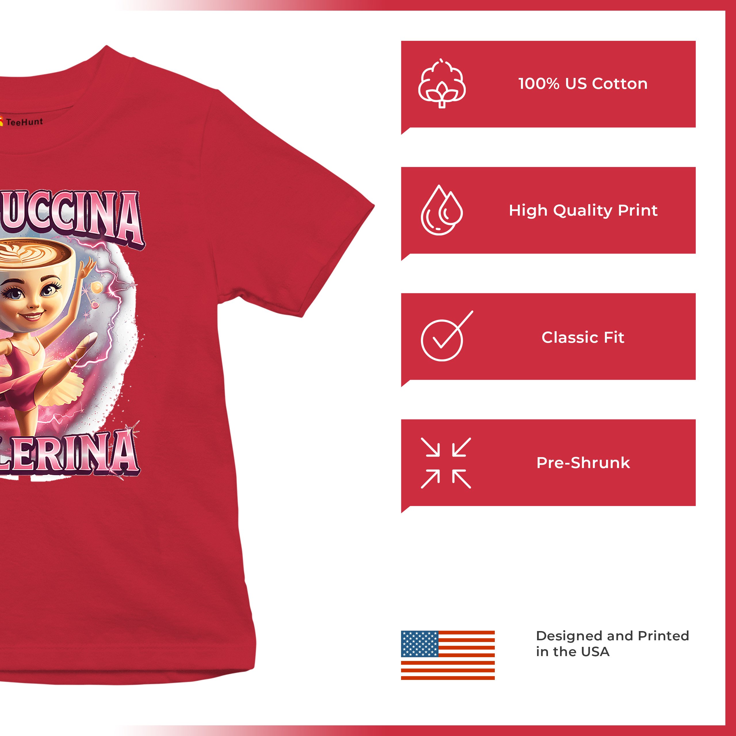 Cappuccina Ballerina Youth T-shirt Italian Brainrot Gen Z Alpha Meme Kids - Picture 28 of 50