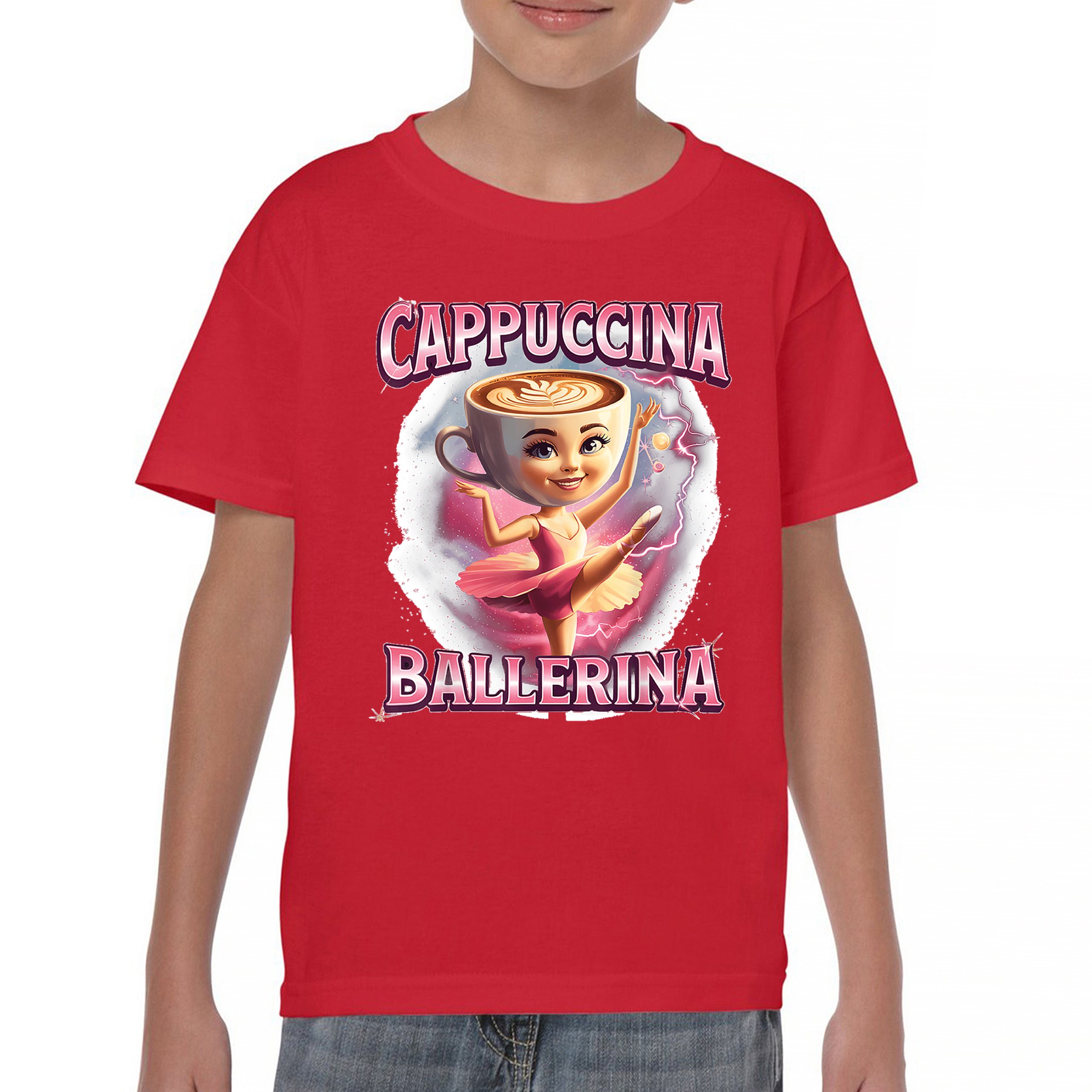 Cappuccina Ballerina Youth T-shirt Italian Brainrot Gen Z Alpha Meme Kids - Picture 23 of 50