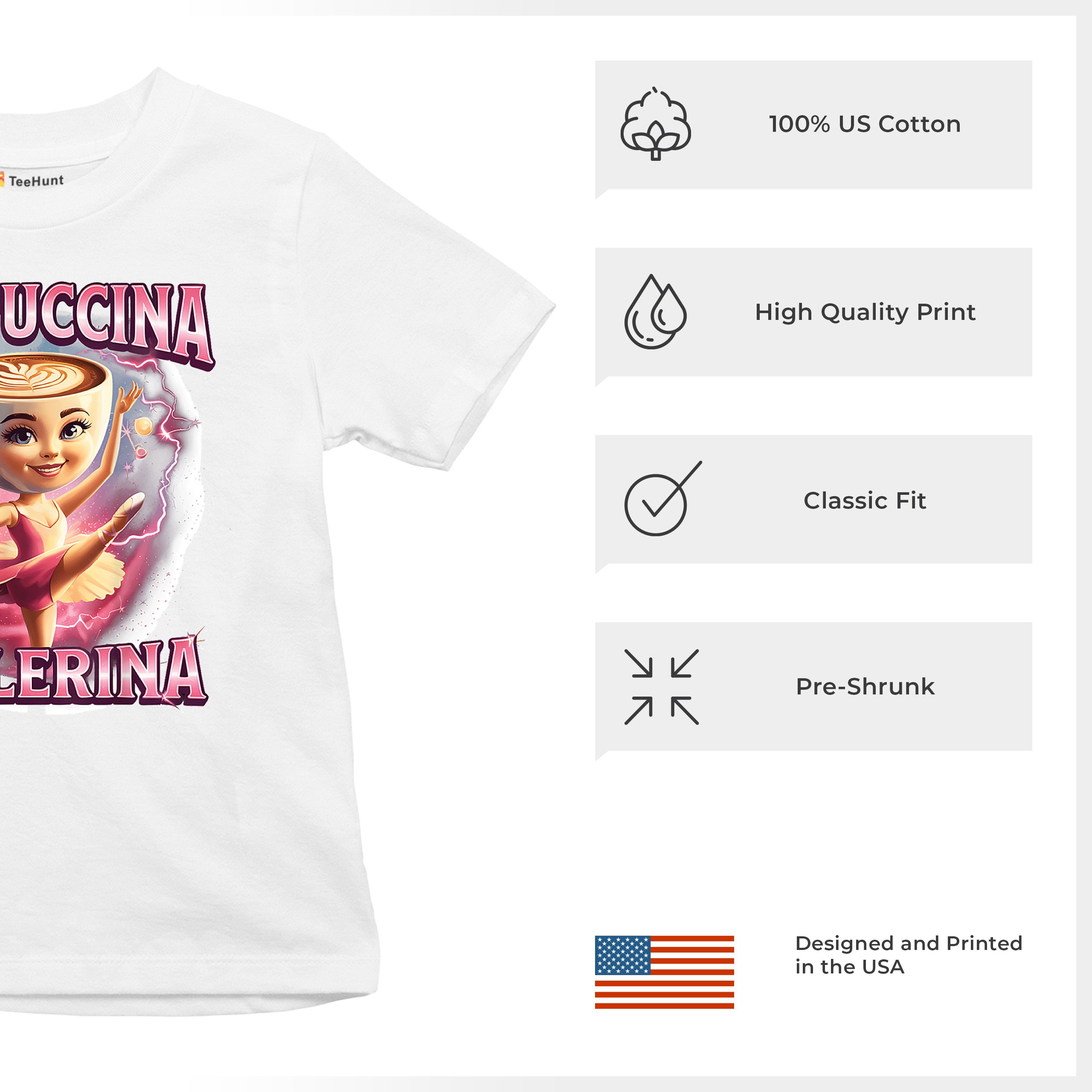 Cappuccina Ballerina Youth T-shirt Italian Brainrot Gen Z Alpha Meme Kids - Picture 7 of 50