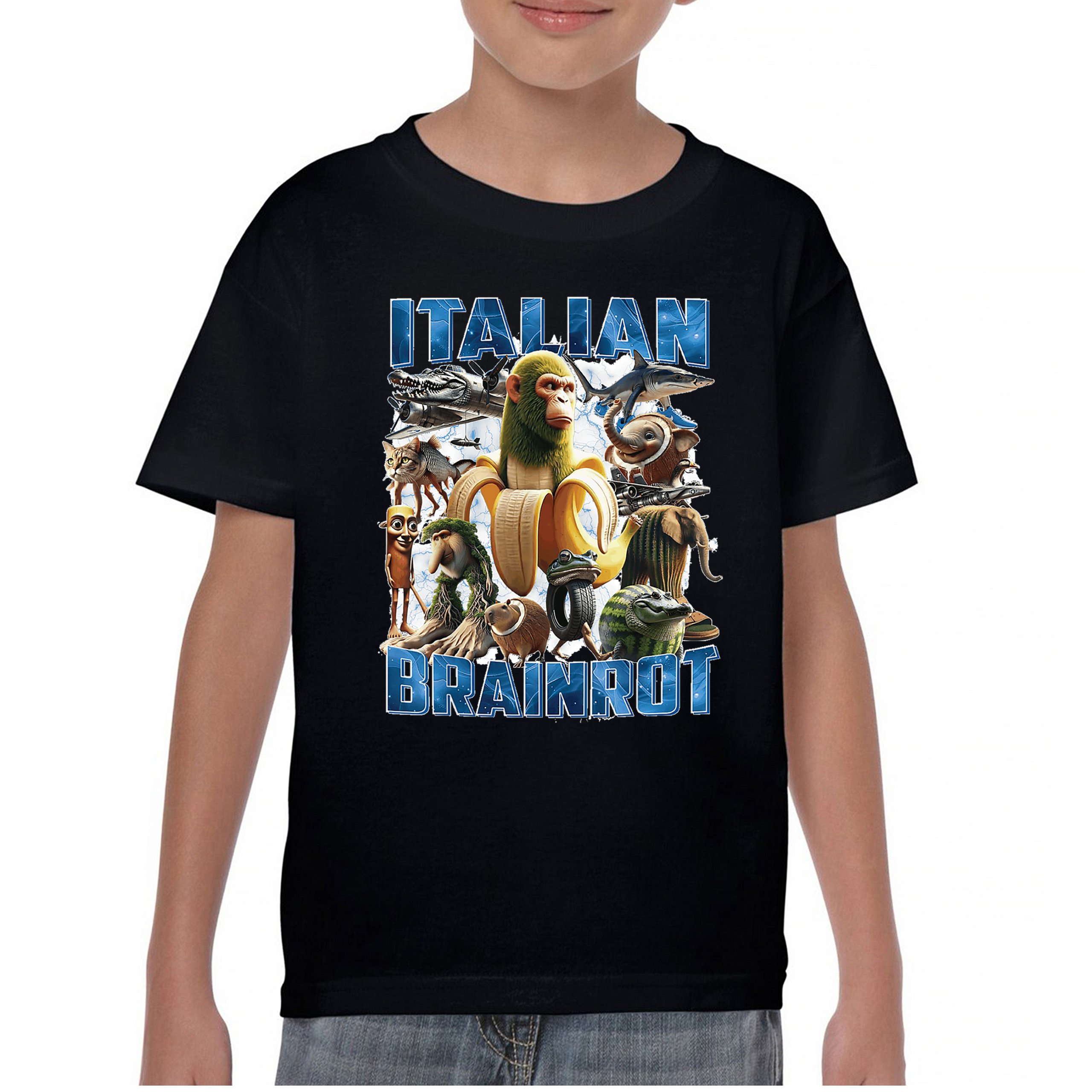 Italian Brainrot Youth T-shirt Funny Absurd Gen Z Internet Meme Trend Kids - Picture 2 of 50