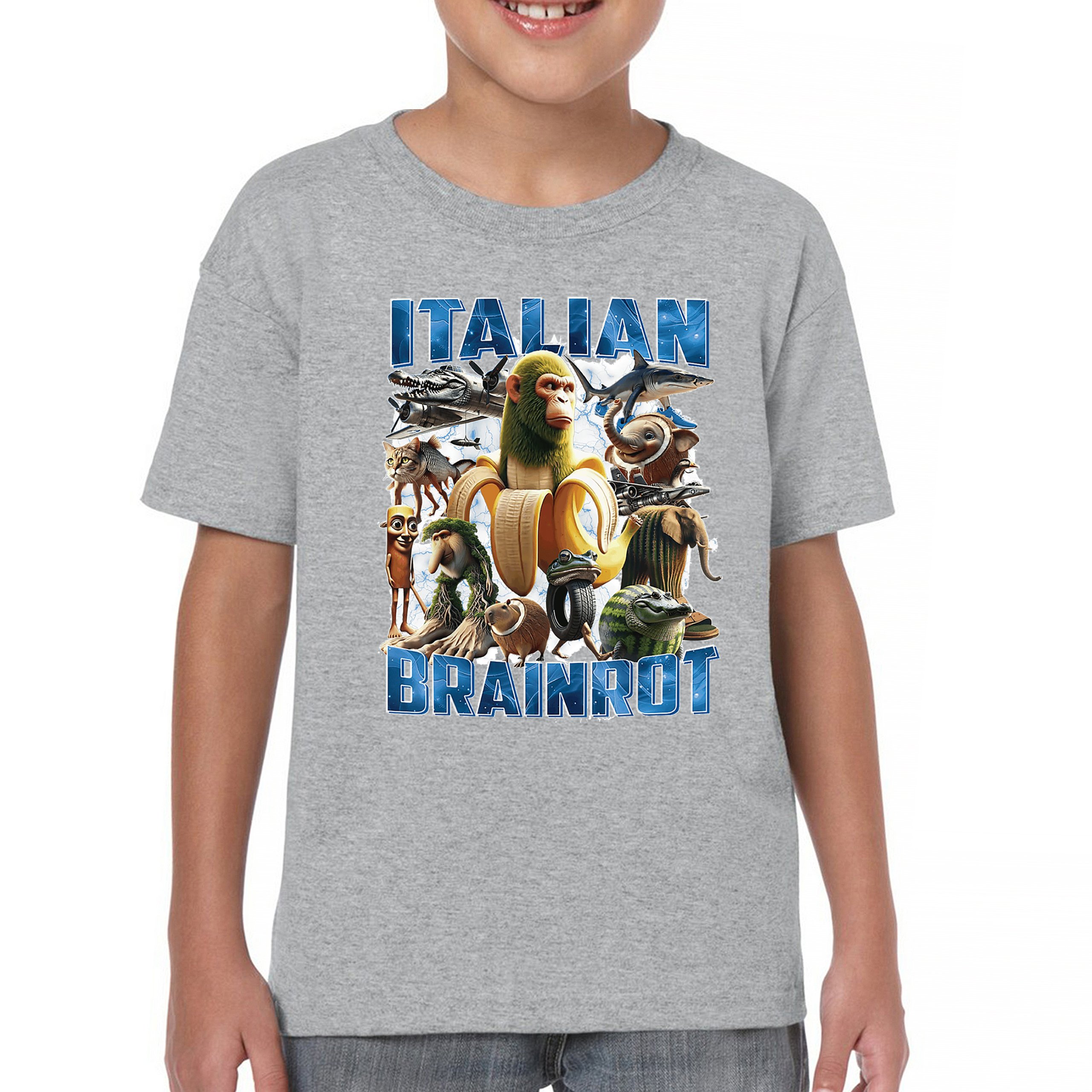 Italian Brainrot Youth T-shirt Funny Absurd Gen Z Internet Meme Trend Kids - Picture 9 of 50