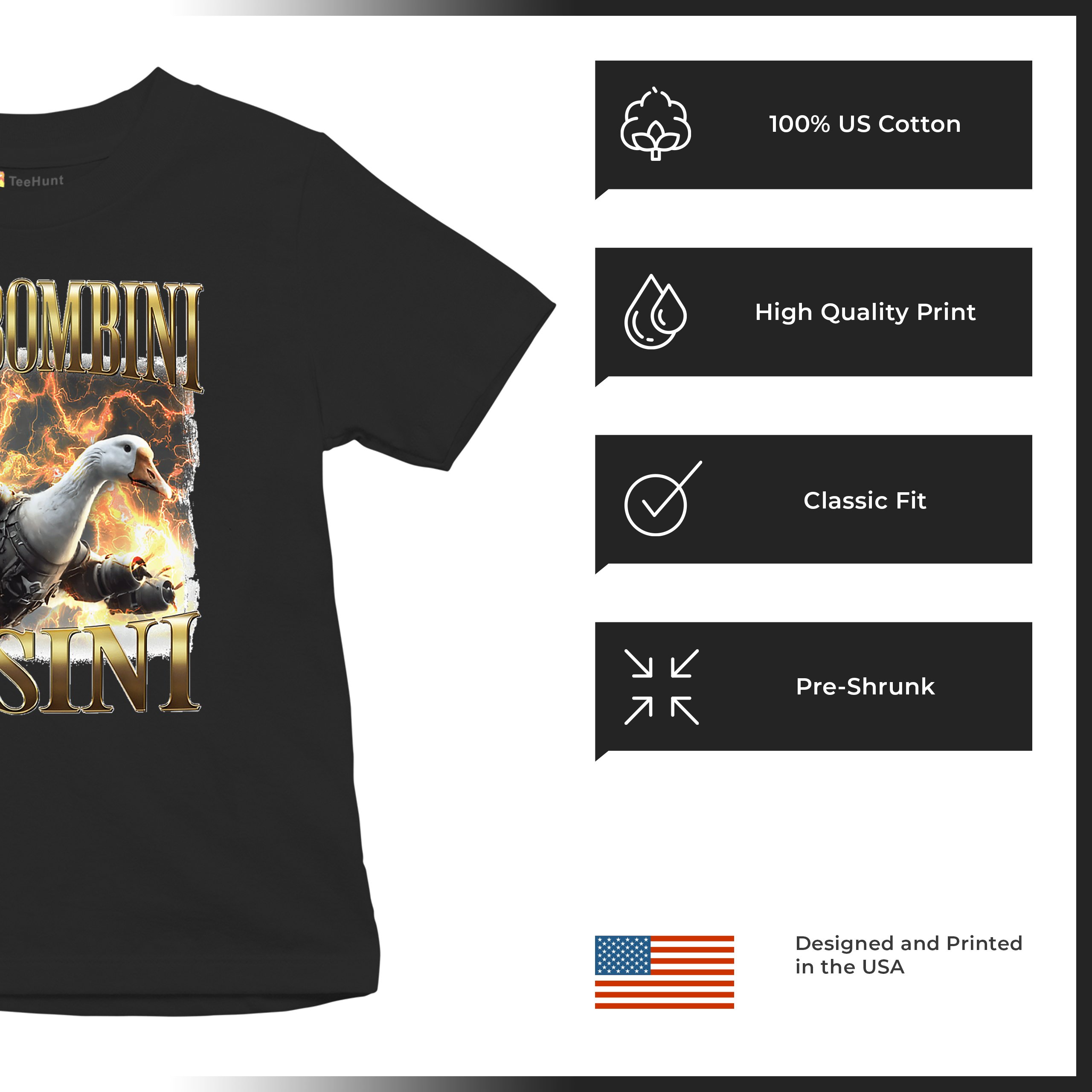 Bombombini Gusini Youth T-shirt Fun Italian Brainrot Gen Z Alpha Meme Kids - Picture 14 of 50