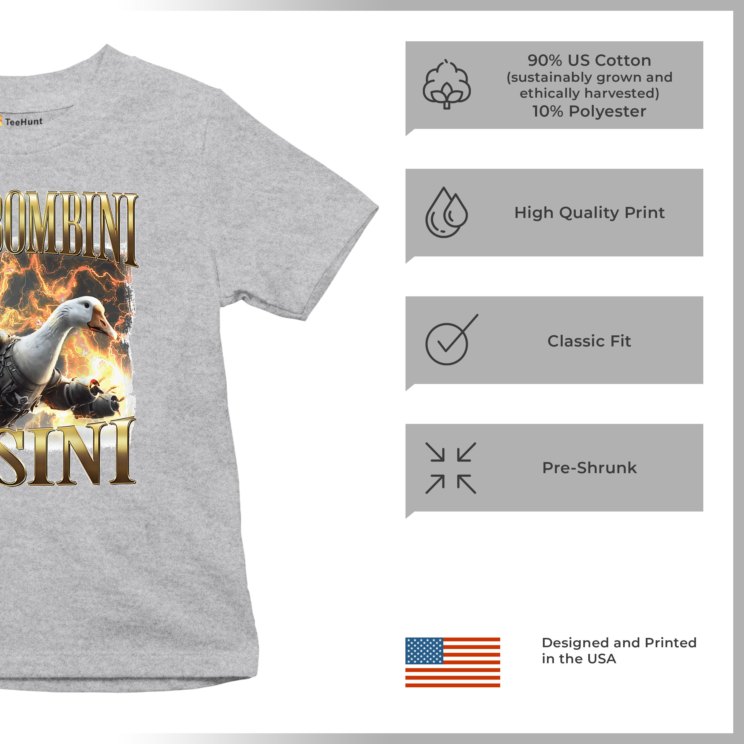 Bombombini Gusini Youth T-shirt Fun Italian Brainrot Gen Z Alpha Meme Kids - Picture 7 of 50