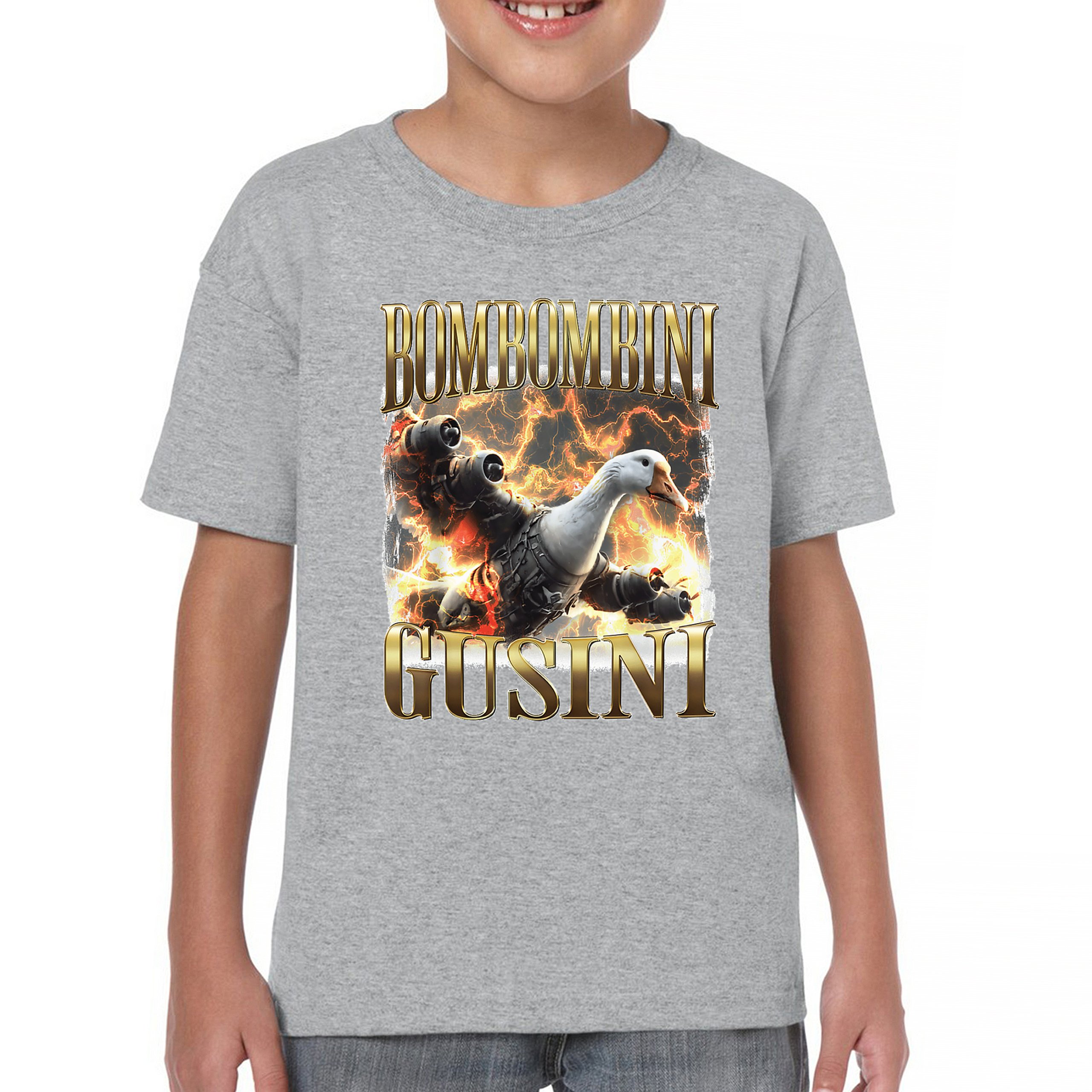Bombombini Gusini Youth T-shirt Fun Italian Brainrot Gen Z Alpha Meme Kids - Picture 2 of 50