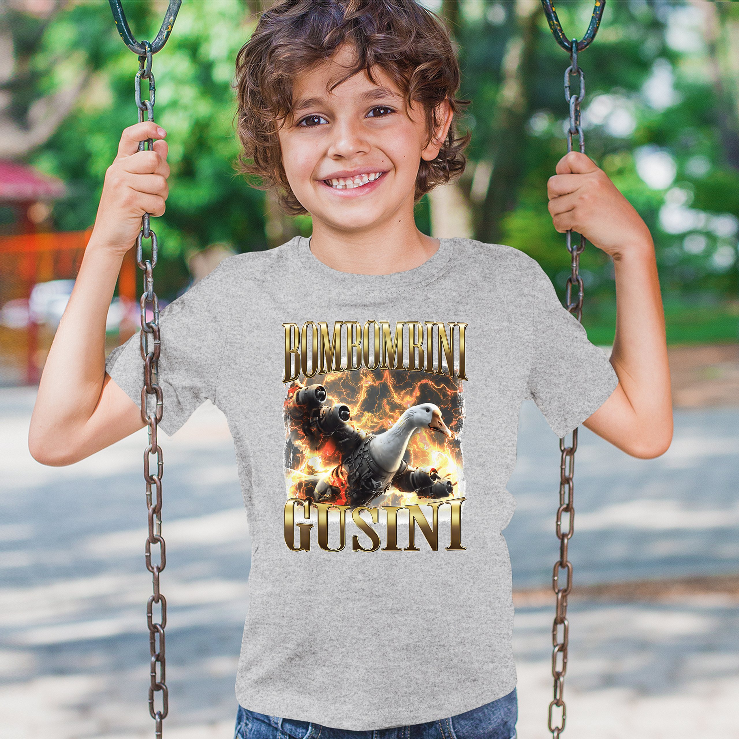 Bombombini Gusini Youth T-shirt Fun Italian Brainrot Gen Z Alpha Meme Kids - Picture 5 of 50