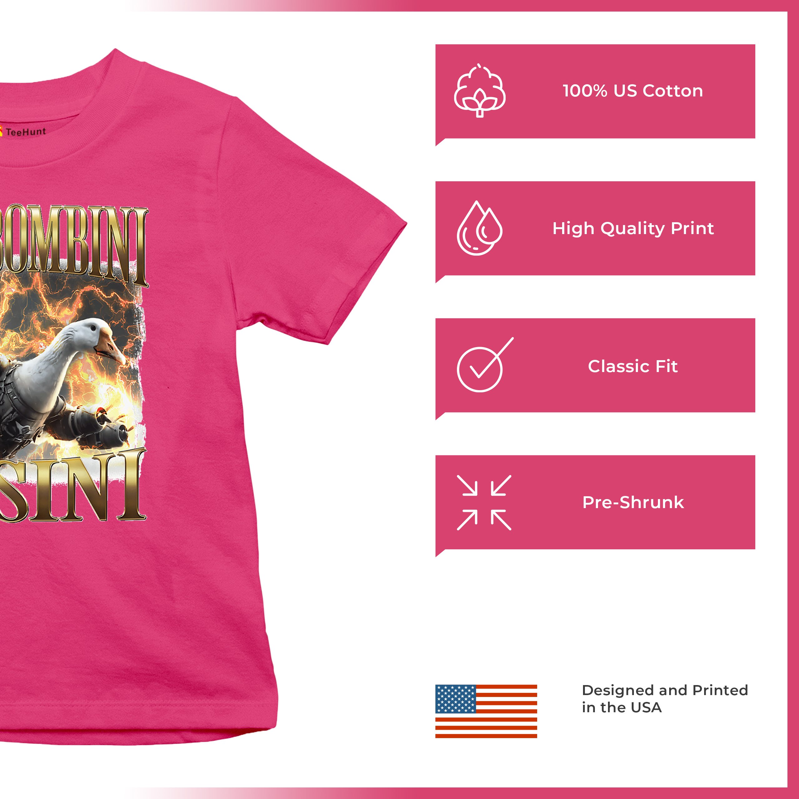 Bombombini Gusini Youth T-shirt Fun Italian Brainrot Gen Z Alpha Meme Kids - Picture 49 of 50