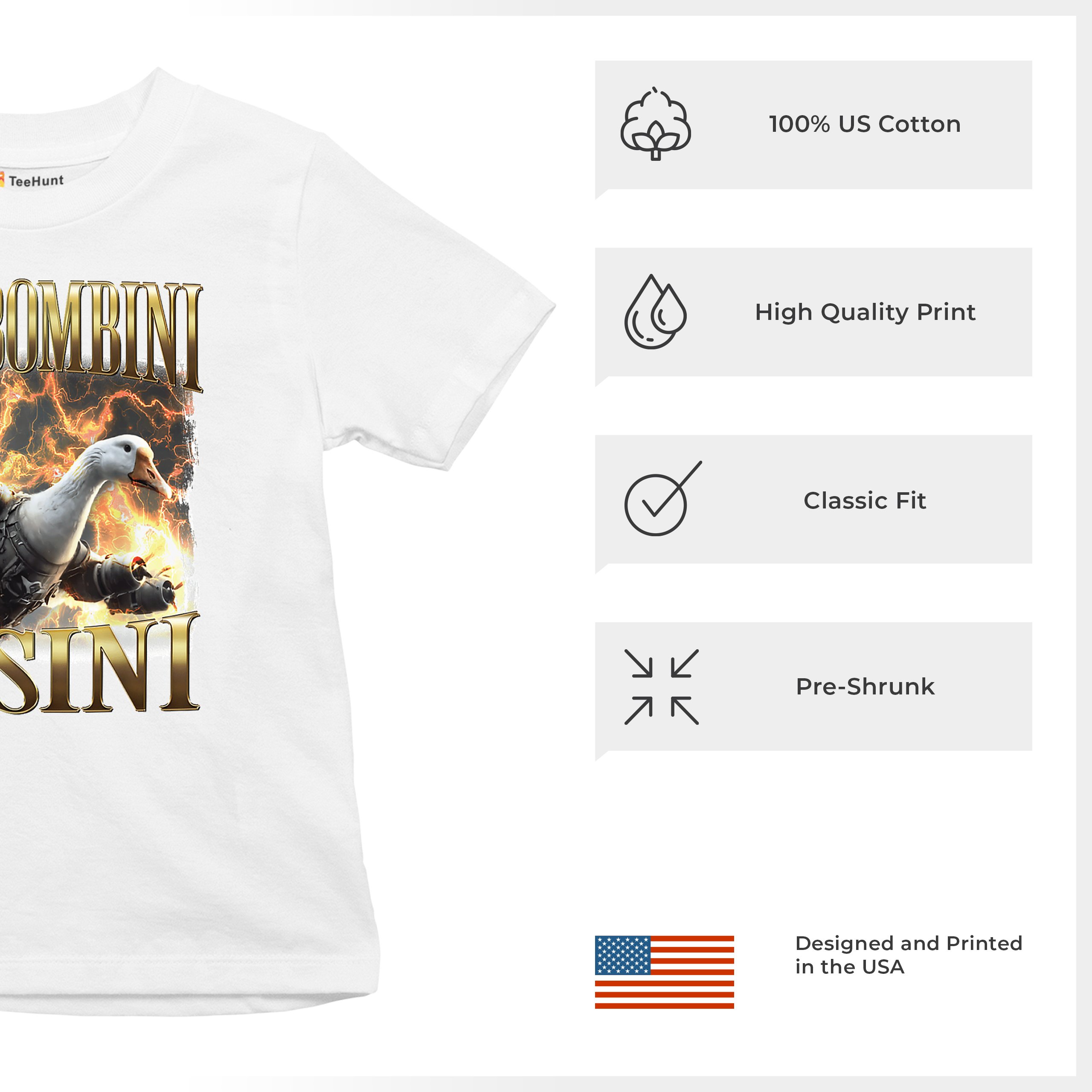Bombombini Gusini Youth T-shirt Fun Italian Brainrot Gen Z Alpha Meme Kids - Picture 28 of 50