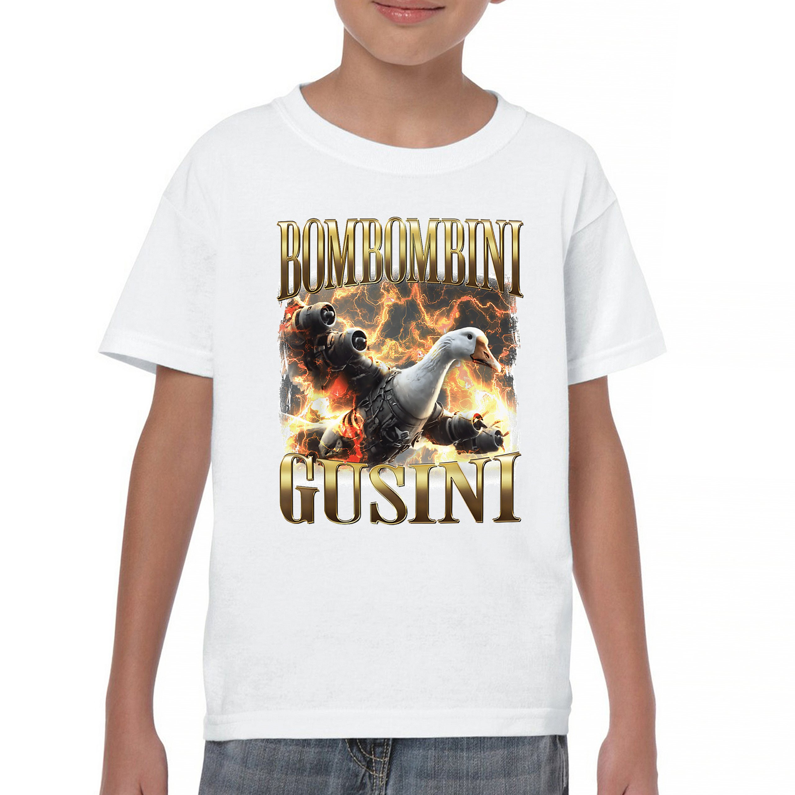 Bombombini Gusini Youth T-shirt Fun Italian Brainrot Gen Z Alpha Meme Kids - Picture 23 of 50