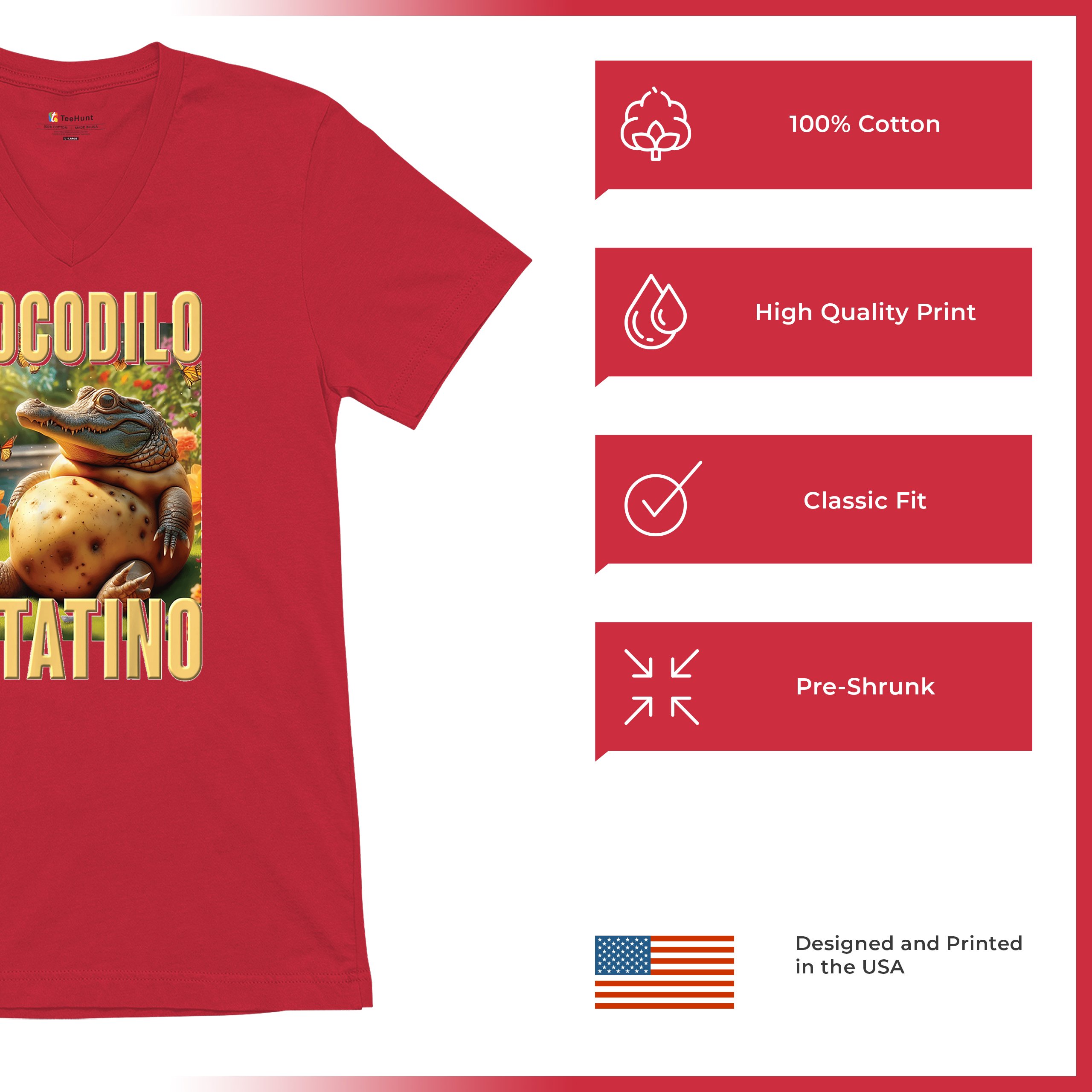 T-shirt Humour Gen Z Avec Crocodilo Potatino - Fun, Italien, Meme Alpha Pour Homme