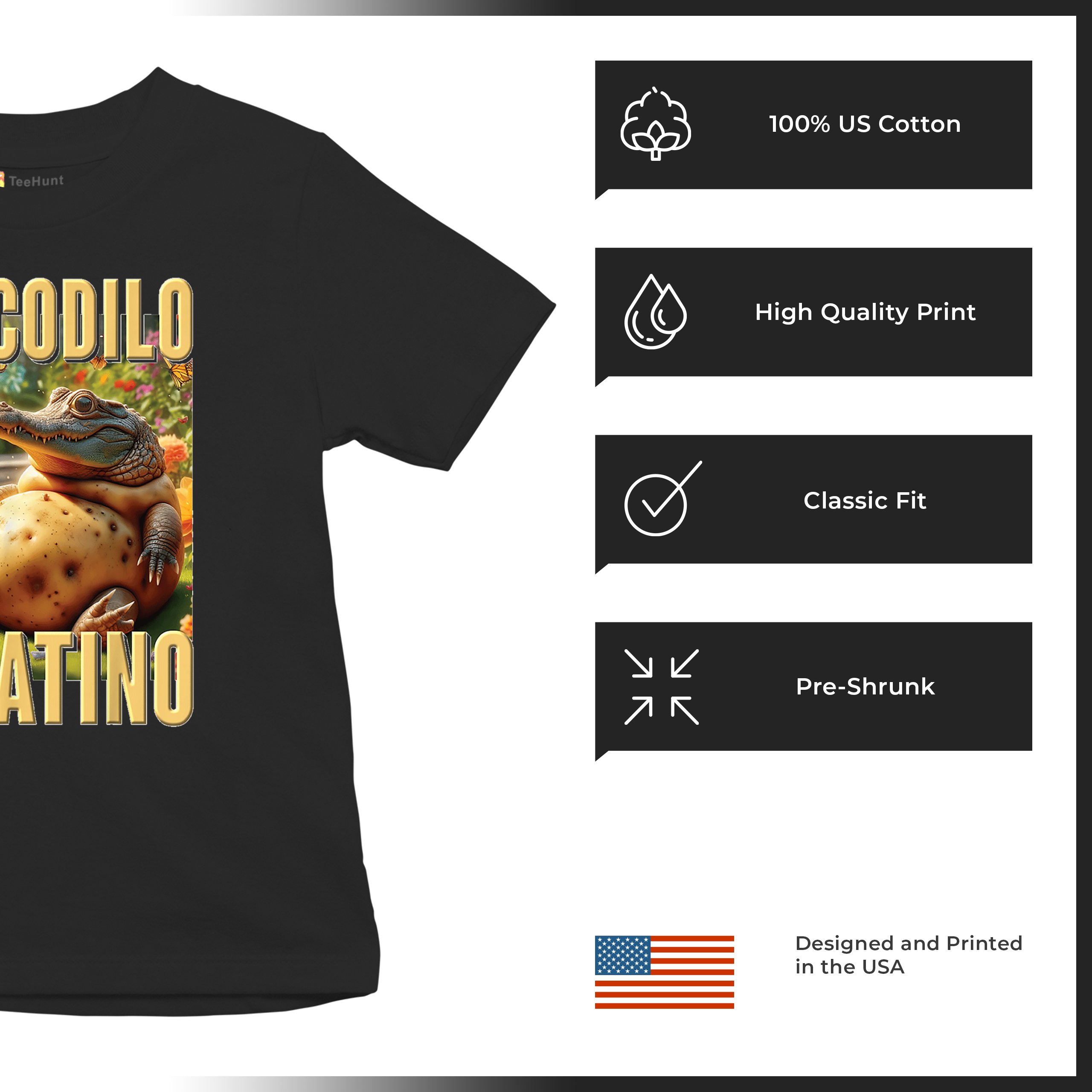 Crocodilo Potatino Youth T-shirt Fun Italian Brainrot Gen Z Alpha Meme Kids - Picture 7 of 50