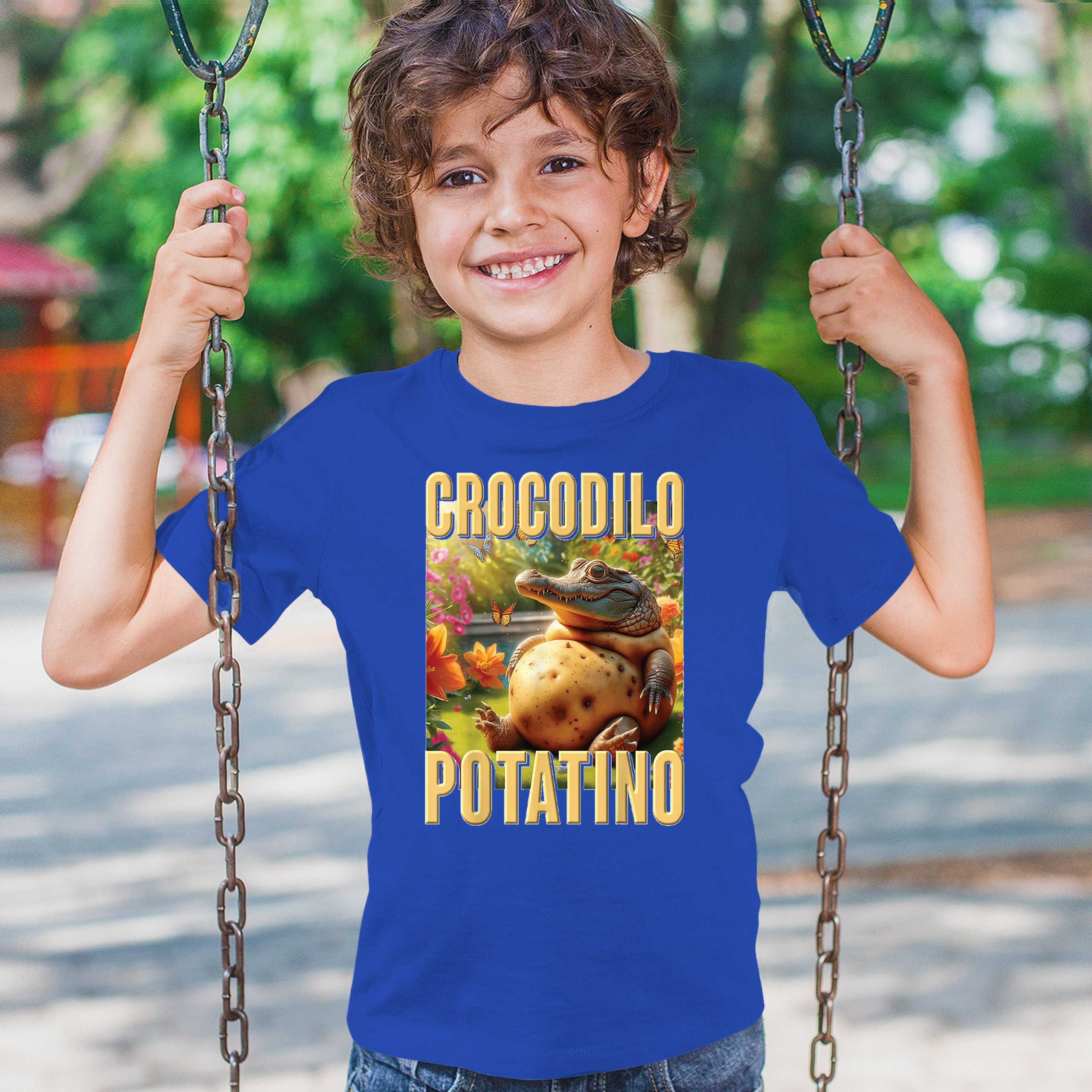 Crocodilo Potatino Youth T-shirt Fun Italian Brainrot Gen Z Alpha Meme Kids - Picture 40 of 50