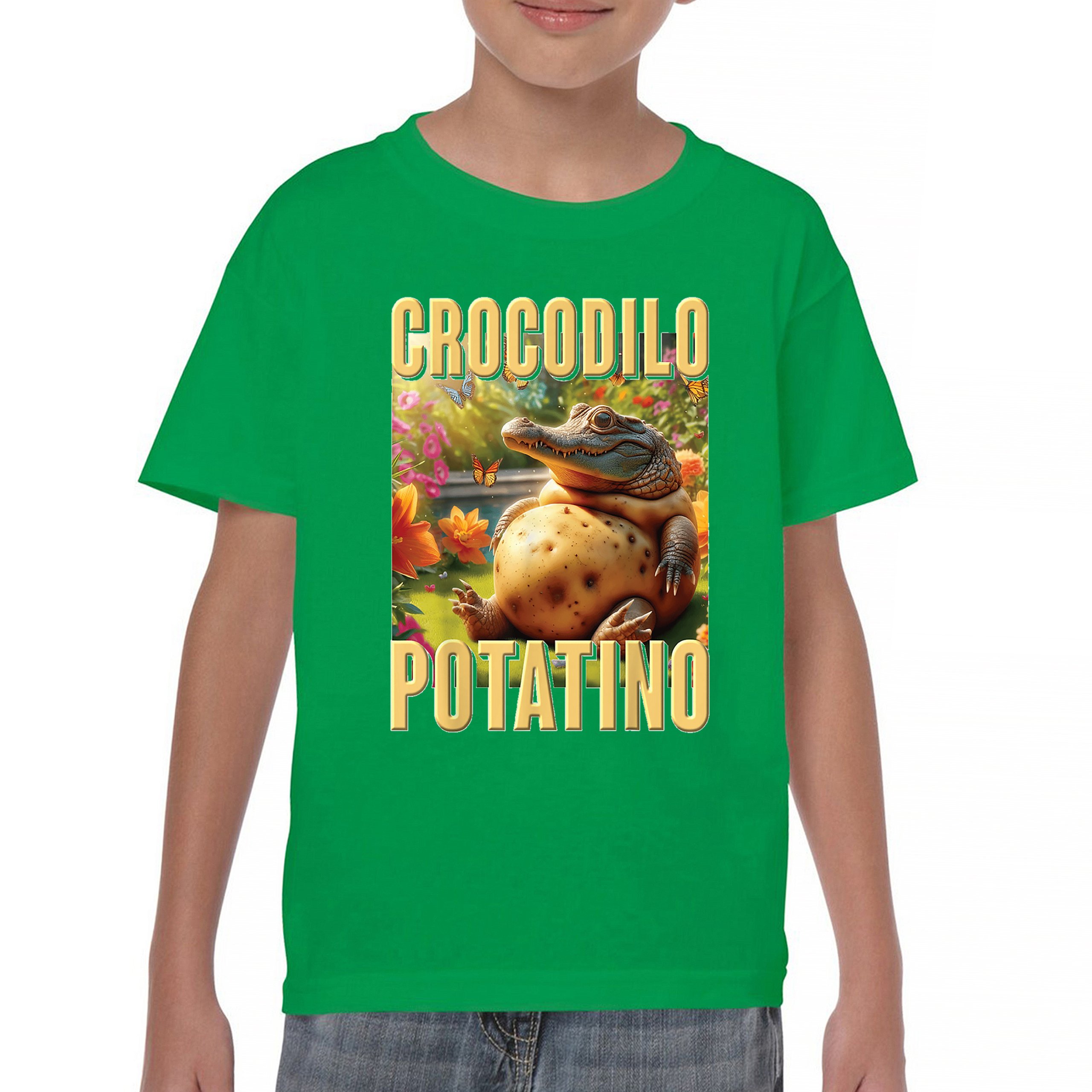 Crocodilo Potatino Youth T-shirt Fun Italian Brainrot Gen Z Alpha Meme Kids - Picture 30 of 50