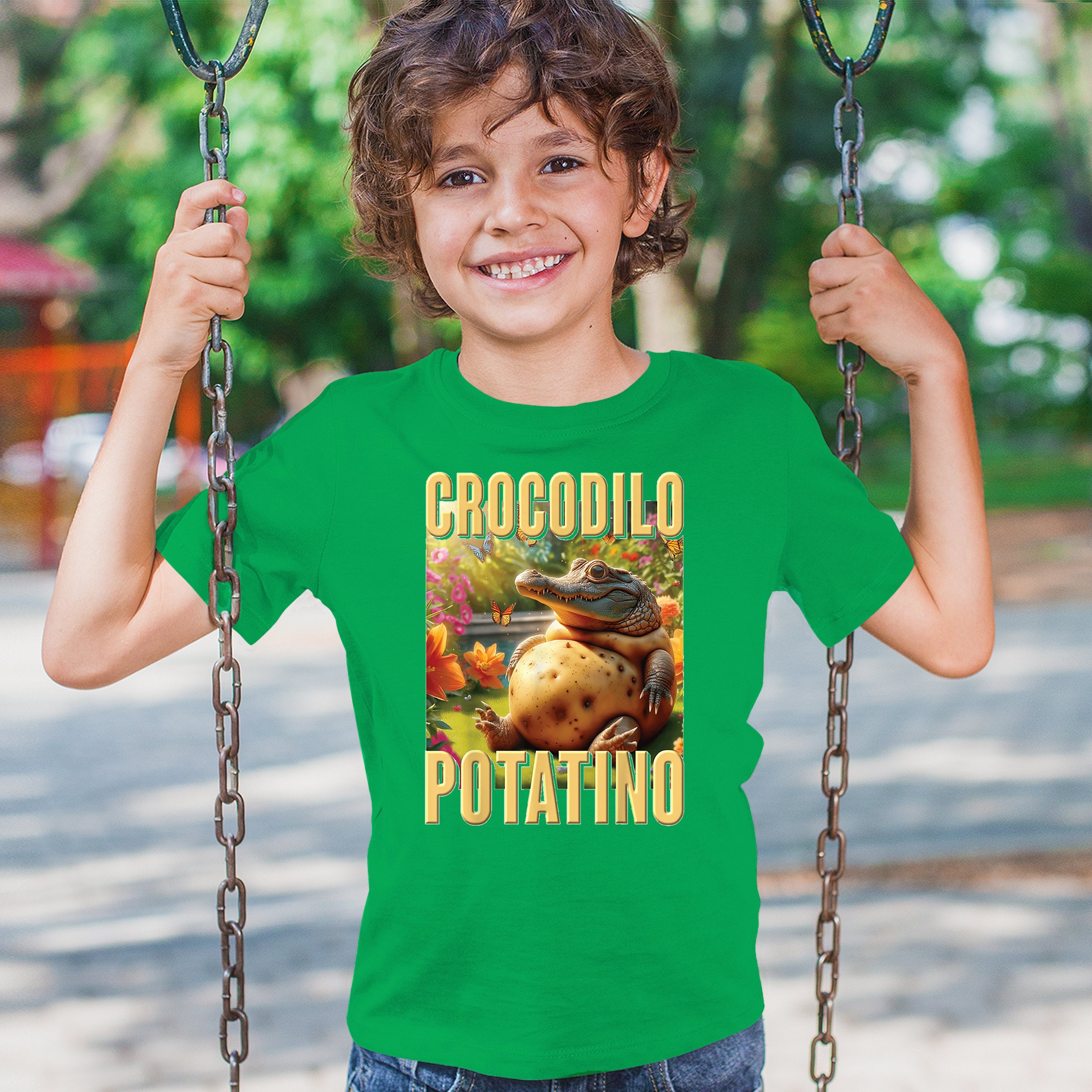 Crocodilo Potatino Youth T-shirt Fun Italian Brainrot Gen Z Alpha Meme Kids - Picture 33 of 50