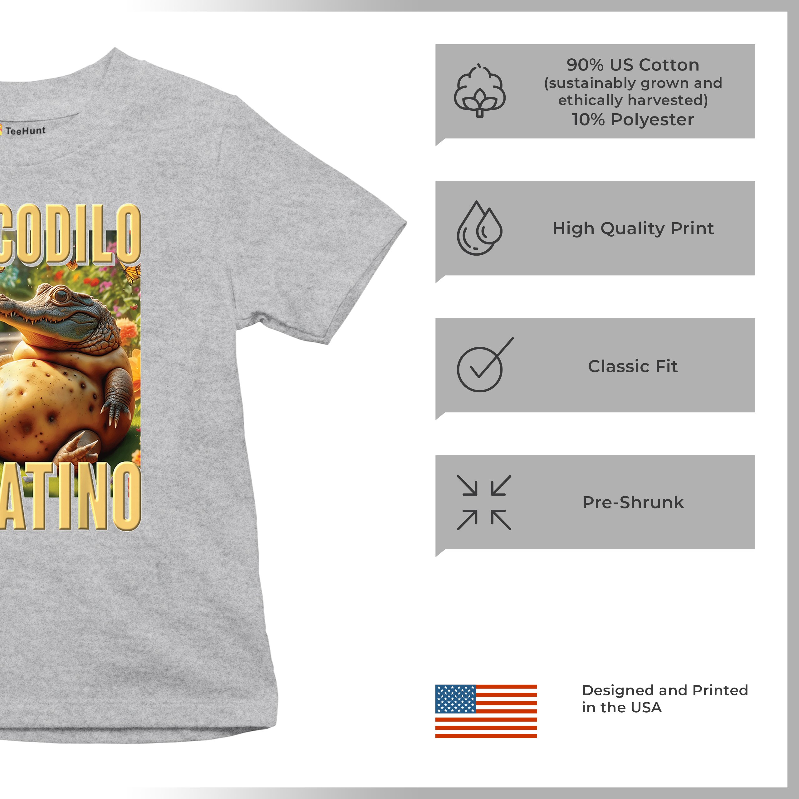 Crocodilo Potatino Youth T-shirt Fun Italian Brainrot Gen Z Alpha Meme Kids - Picture 14 of 50