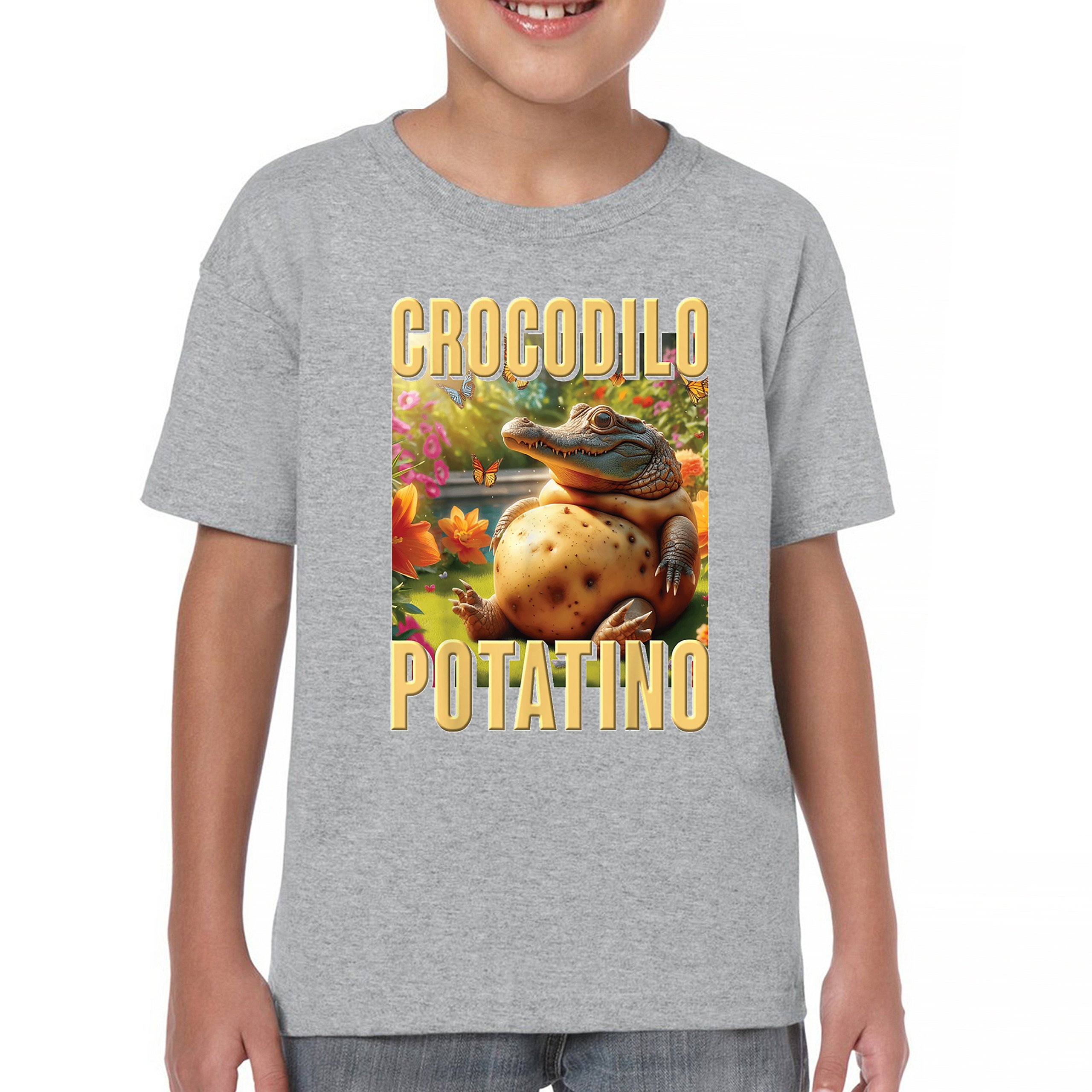 Crocodilo Potatino Youth T-shirt Fun Italian Brainrot Gen Z Alpha Meme Kids - Picture 9 of 50
