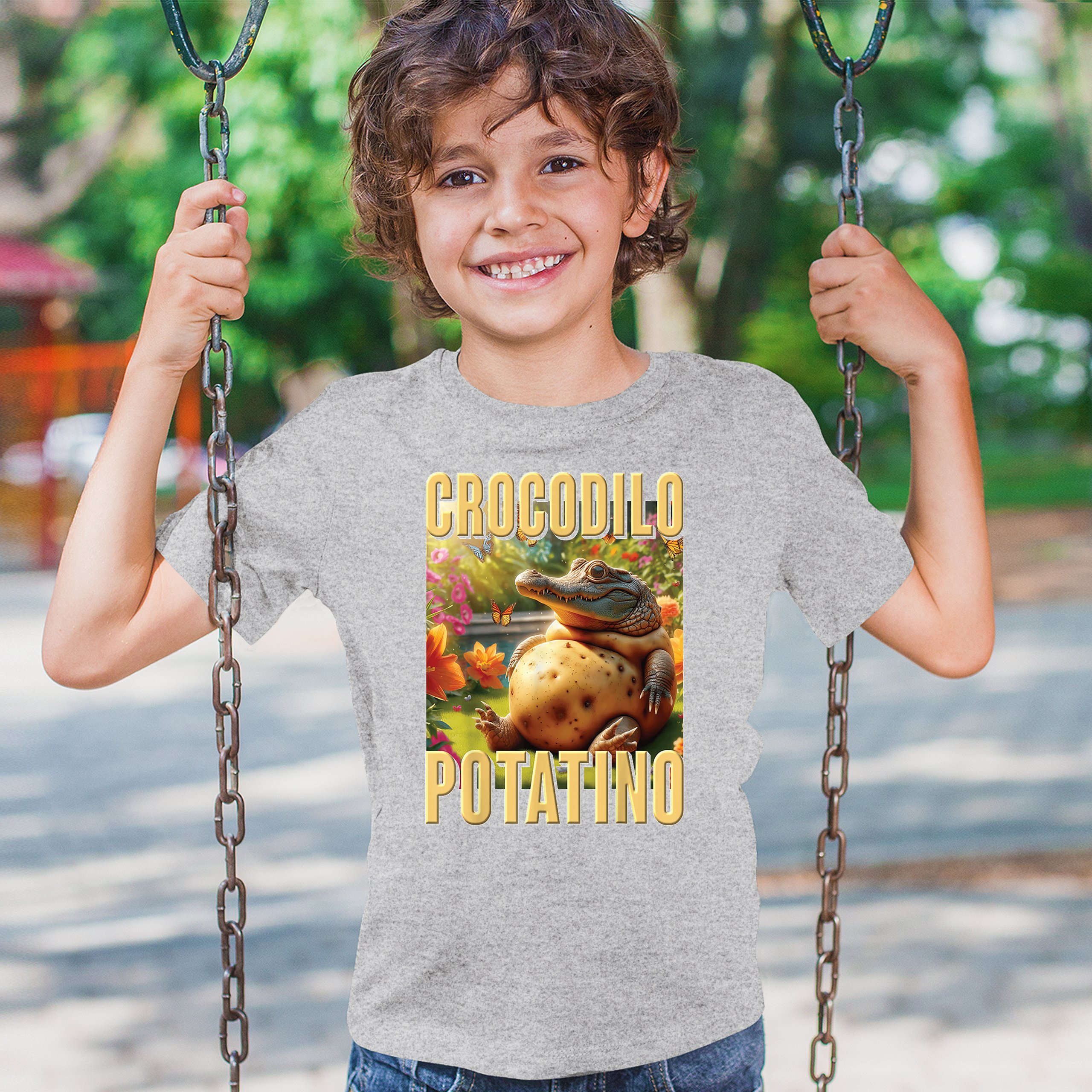 Crocodilo Potatino Youth T-shirt Fun Italian Brainrot Gen Z Alpha Meme Kids - Picture 12 of 50
