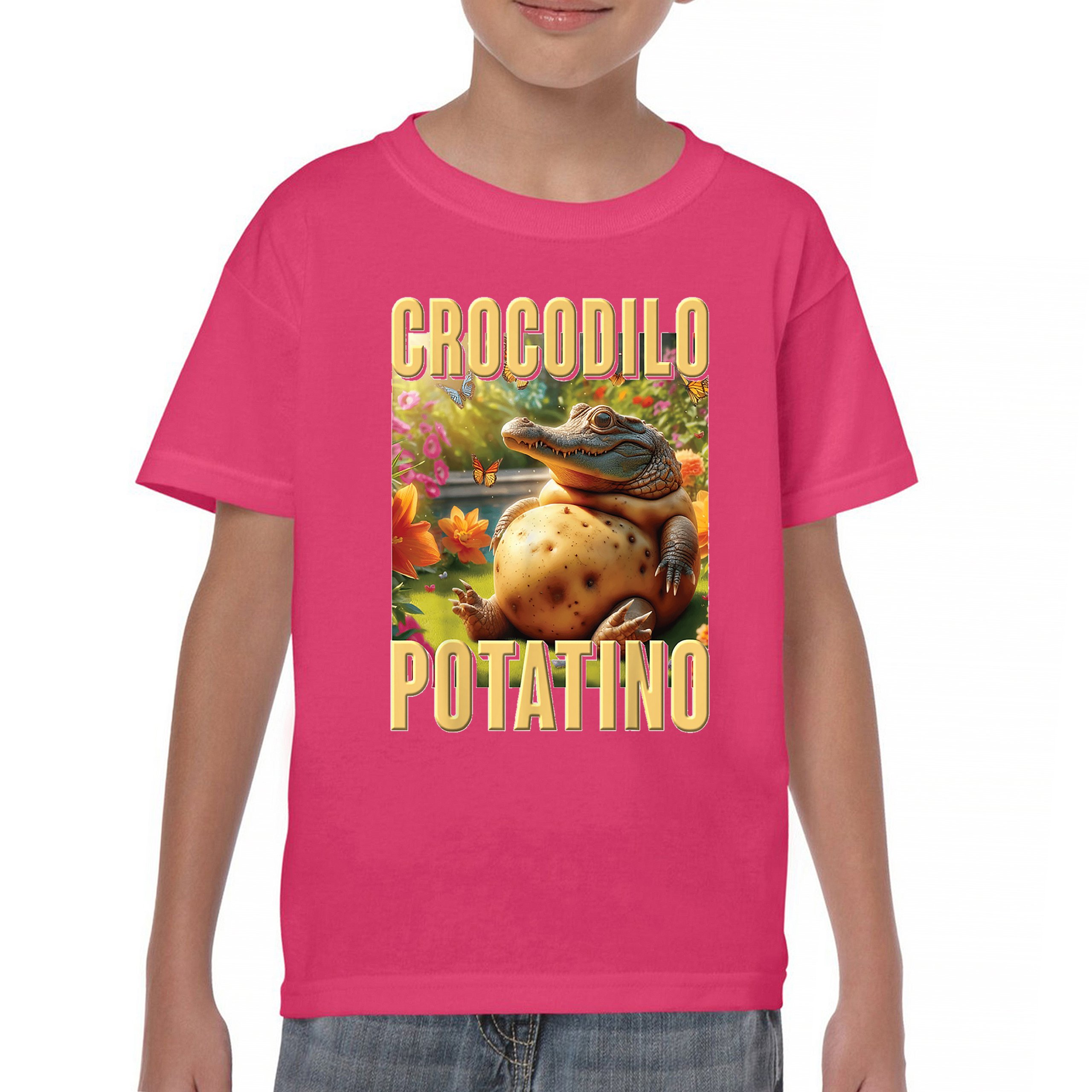 Crocodilo Potatino Youth T-shirt Fun Italian Brainrot Gen Z Alpha Meme Kids - Picture 44 of 50