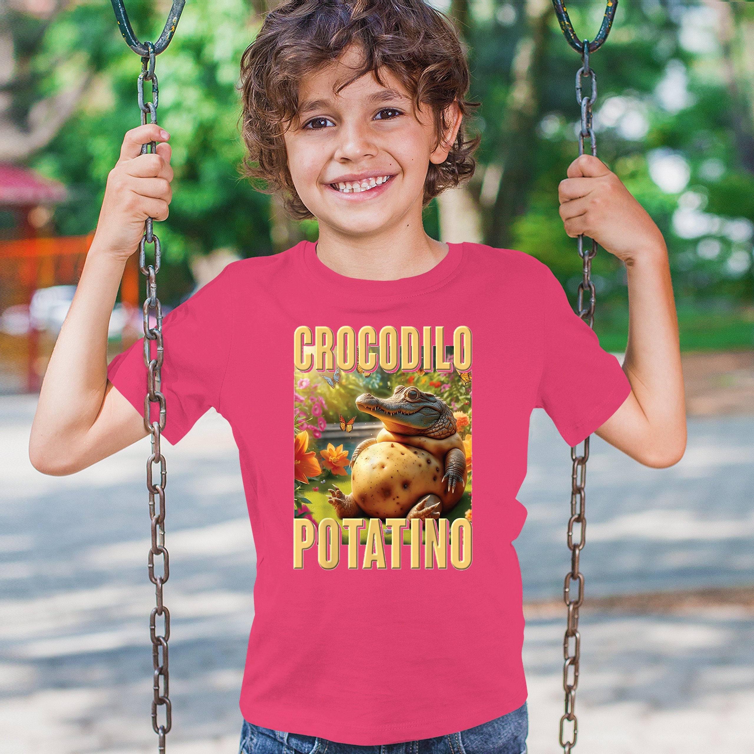 Crocodilo Potatino Youth T-shirt Fun Italian Brainrot Gen Z Alpha Meme Kids - Picture 47 of 50