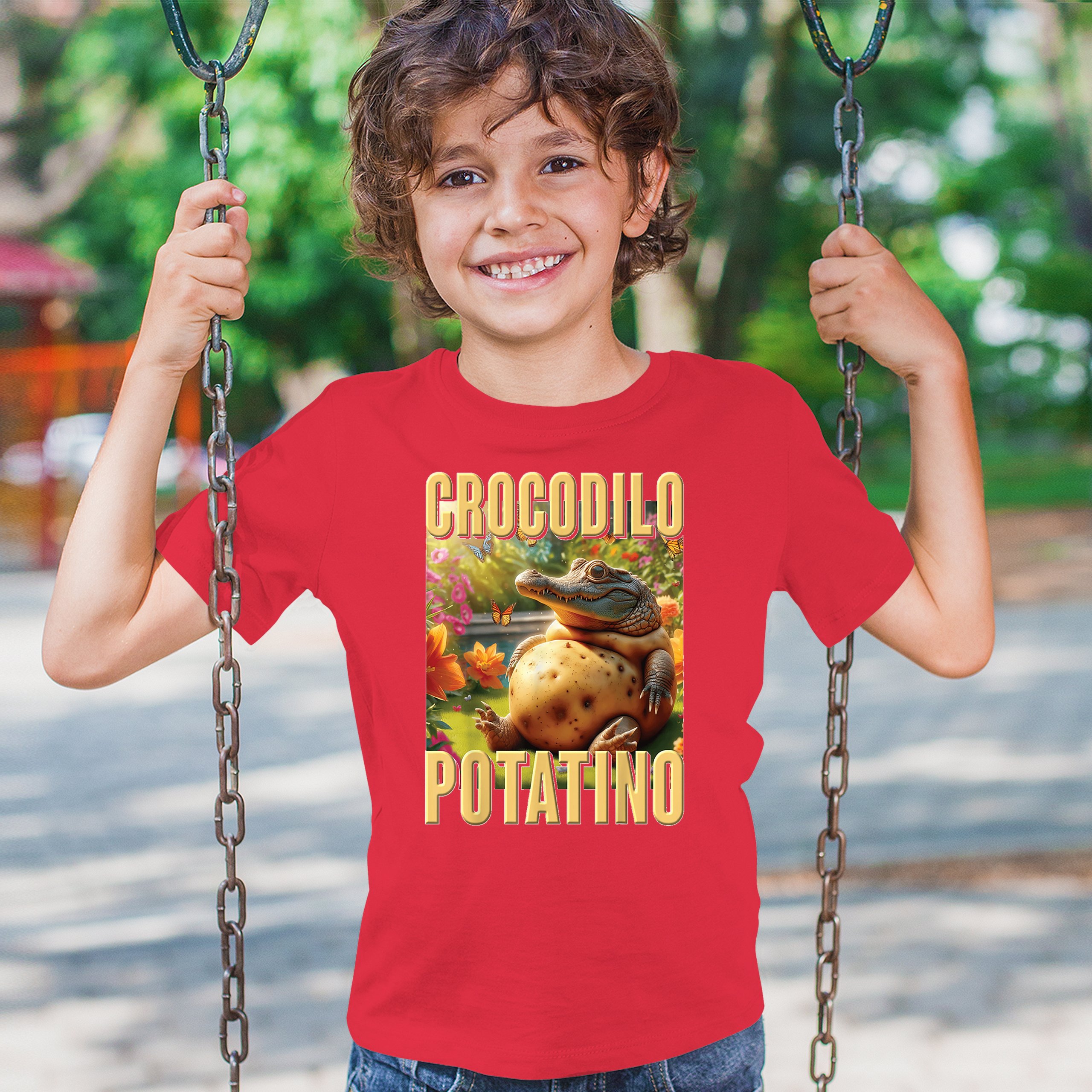Crocodilo Potatino Youth T-shirt Fun Italian Brainrot Gen Z Alpha Meme Kids - Picture 19 of 50