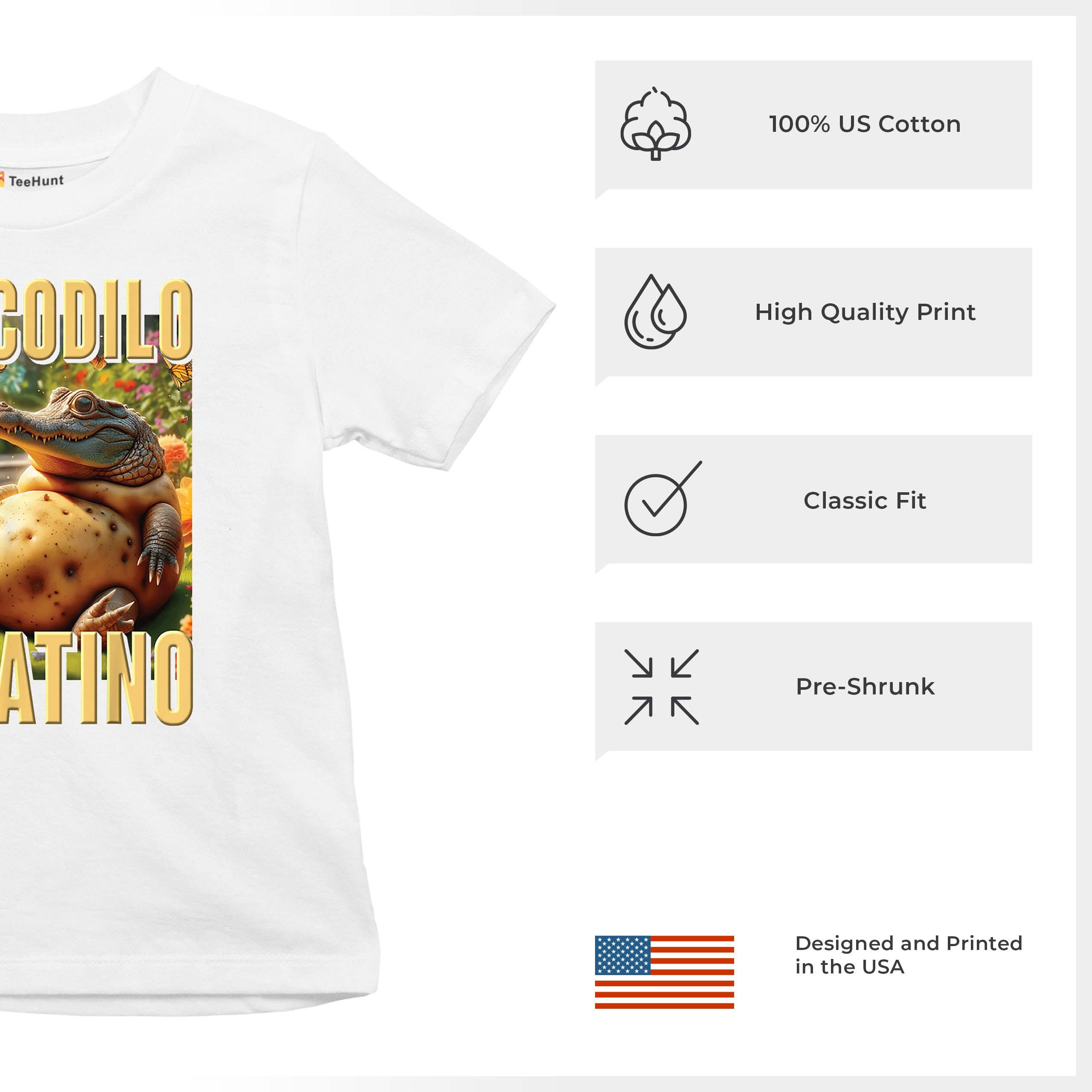 Crocodilo Potatino Youth T-shirt Fun Italian Brainrot Gen Z Alpha Meme Kids - Picture 28 of 50