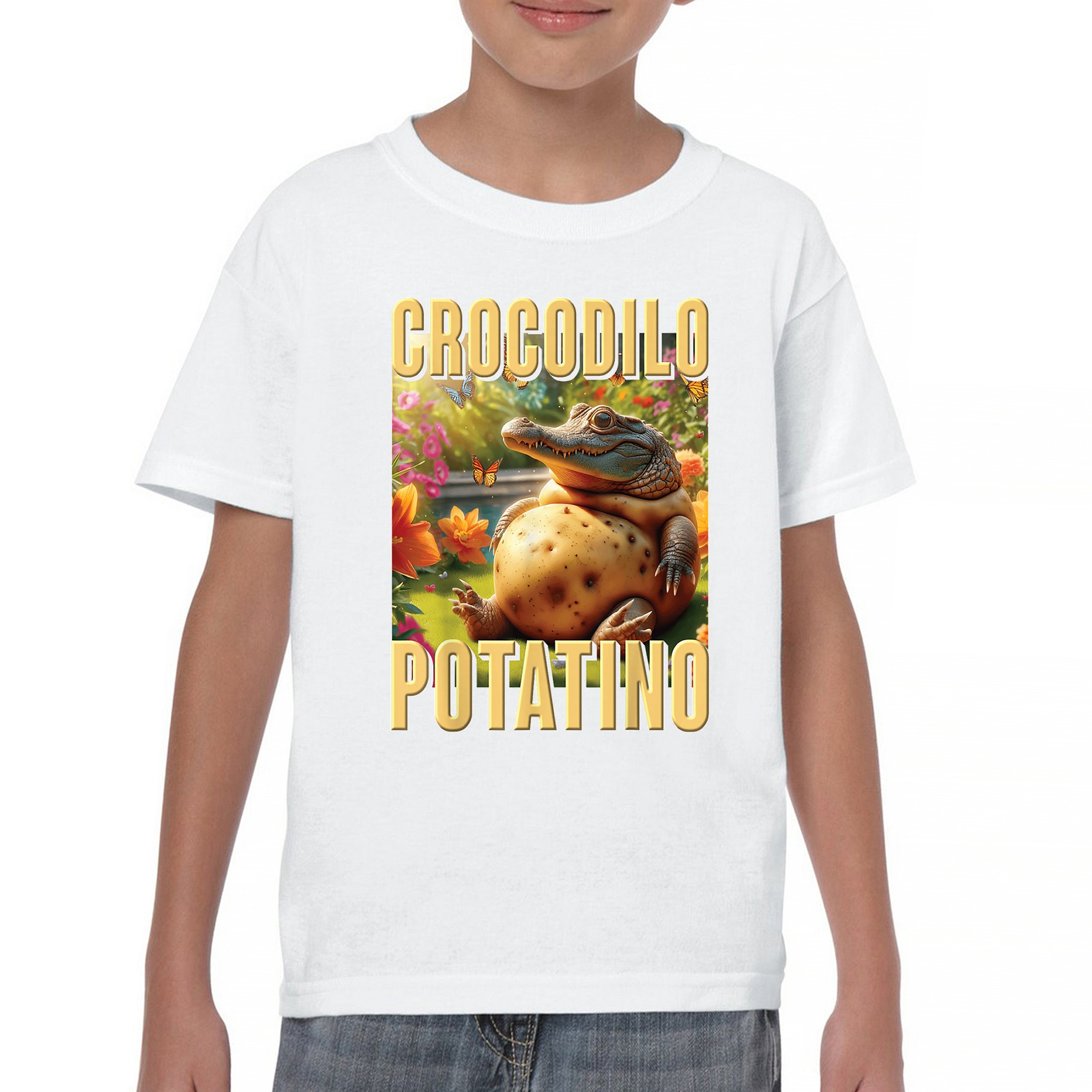 Crocodilo Potatino Youth T-shirt Fun Italian Brainrot Gen Z Alpha Meme Kids - Picture 23 of 50