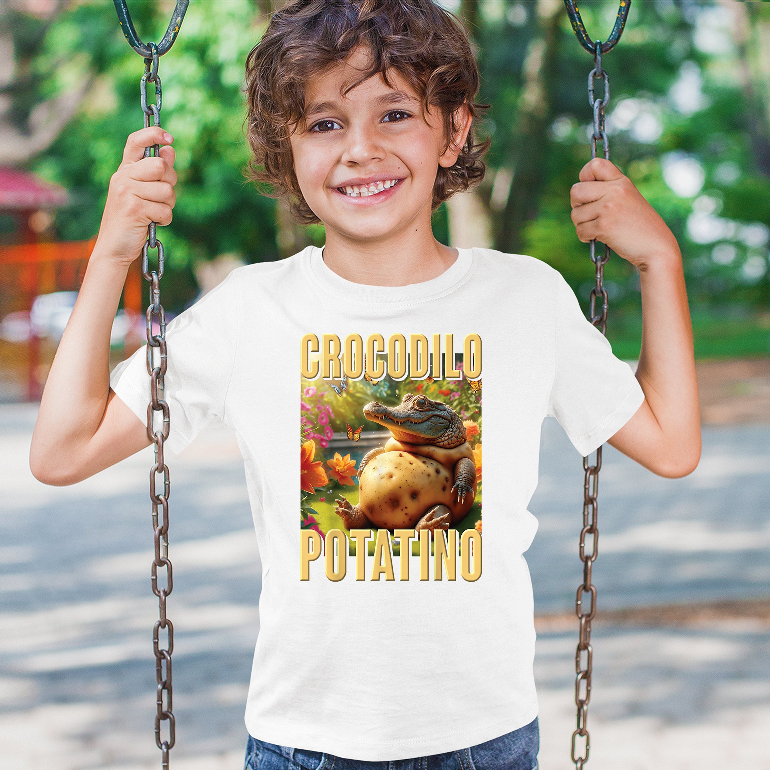 Crocodilo Potatino Youth T-shirt Fun Italian Brainrot Gen Z Alpha Meme Kids - Picture 26 of 50
