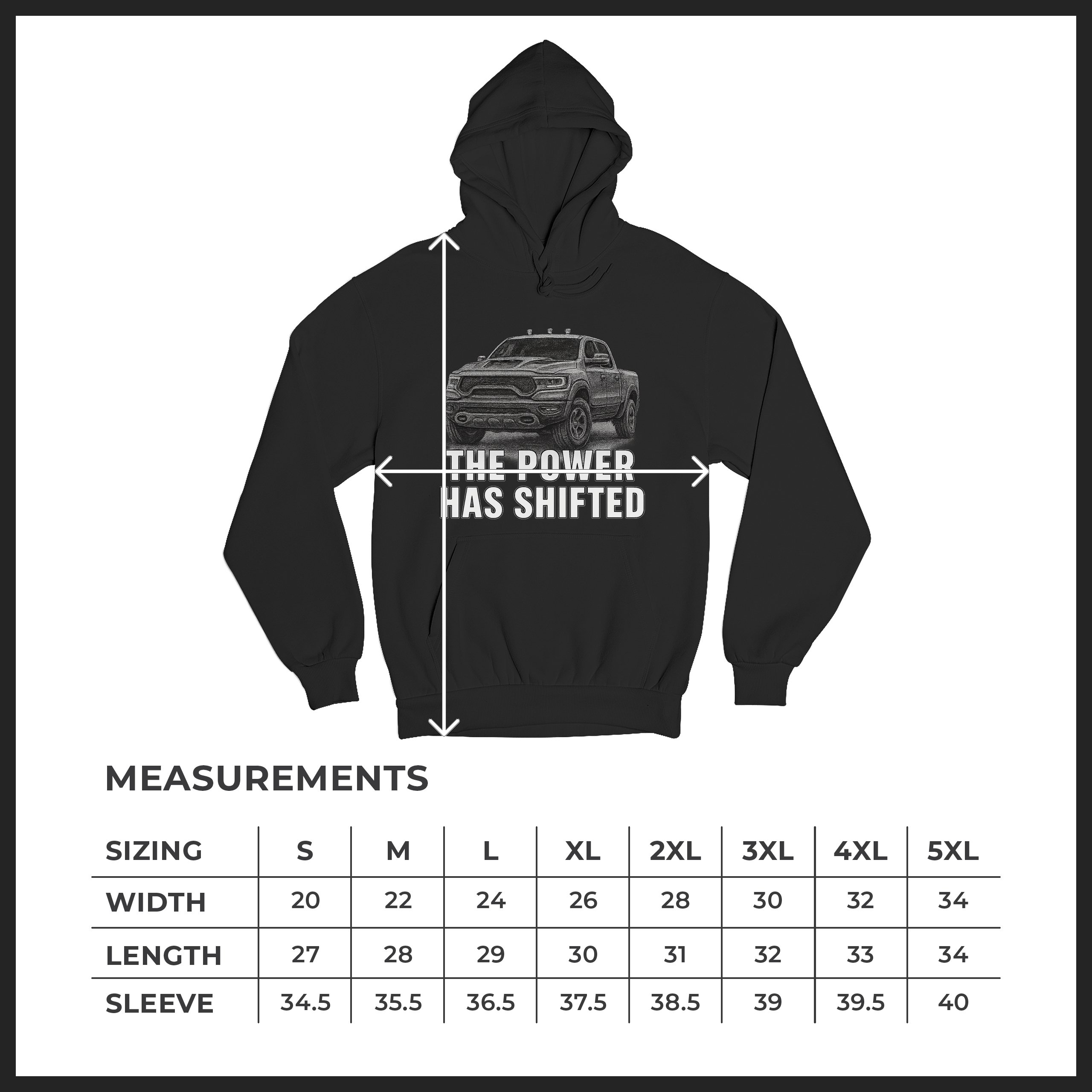 The Power Has Shifted Unisex Hoodie American 4x4 Offroad Pickup Truck - Picture 8 of 57
