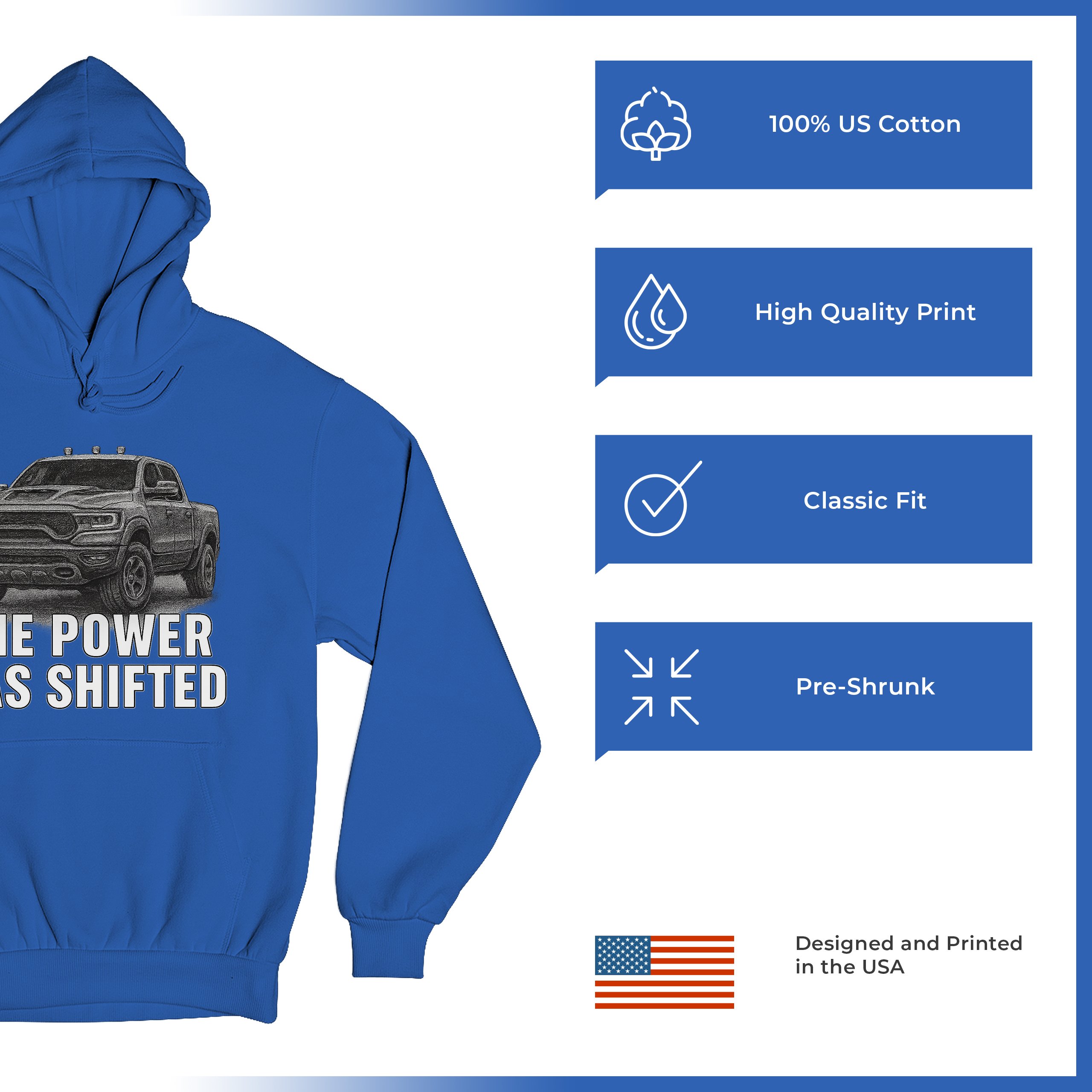 The Power Has Shifted Unisex Hoodie American 4x4 Offroad Pickup Truck - Picture 49 of 57