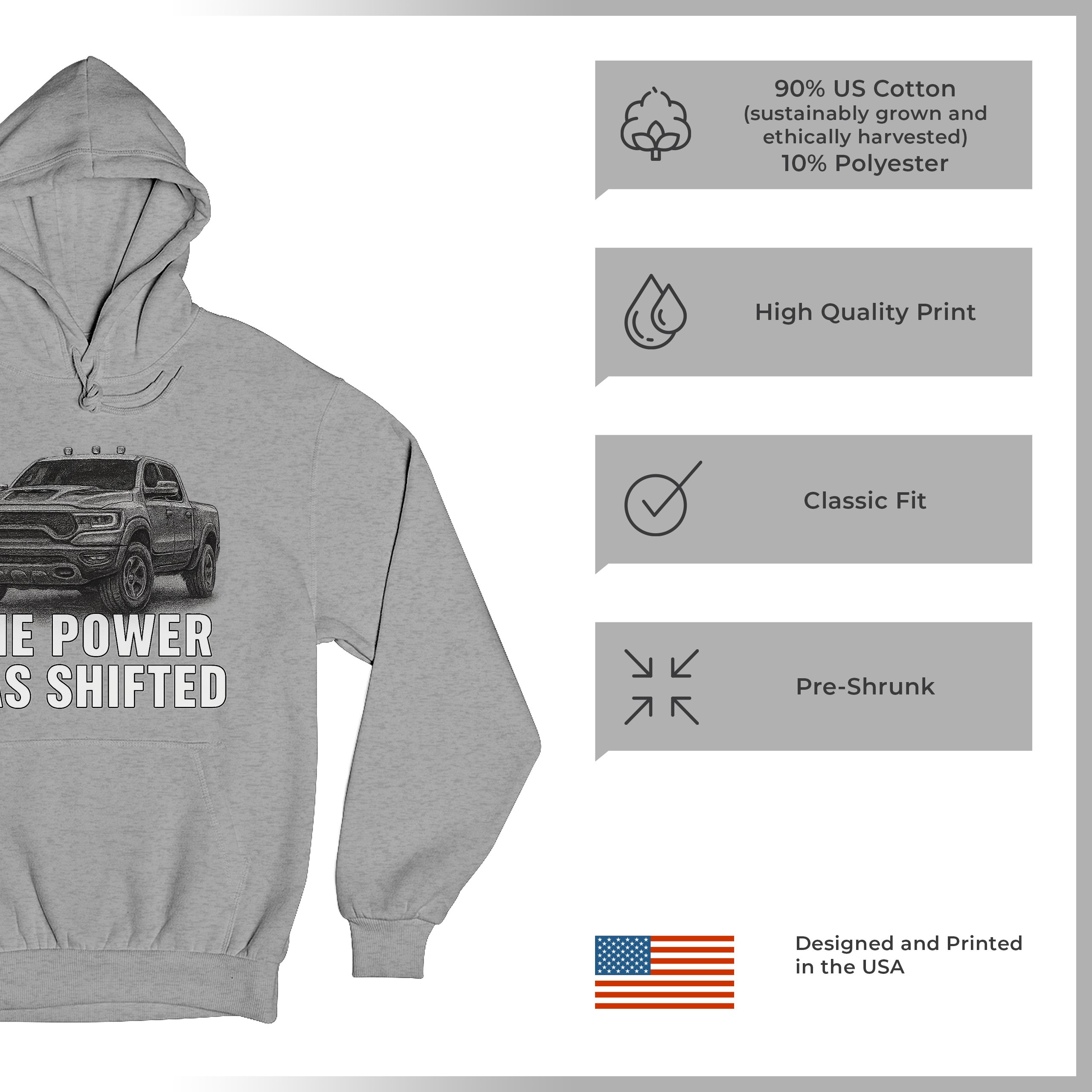 The Power Has Shifted Unisex Hoodie American 4x4 Offroad Pickup Truck - Picture 14 of 57