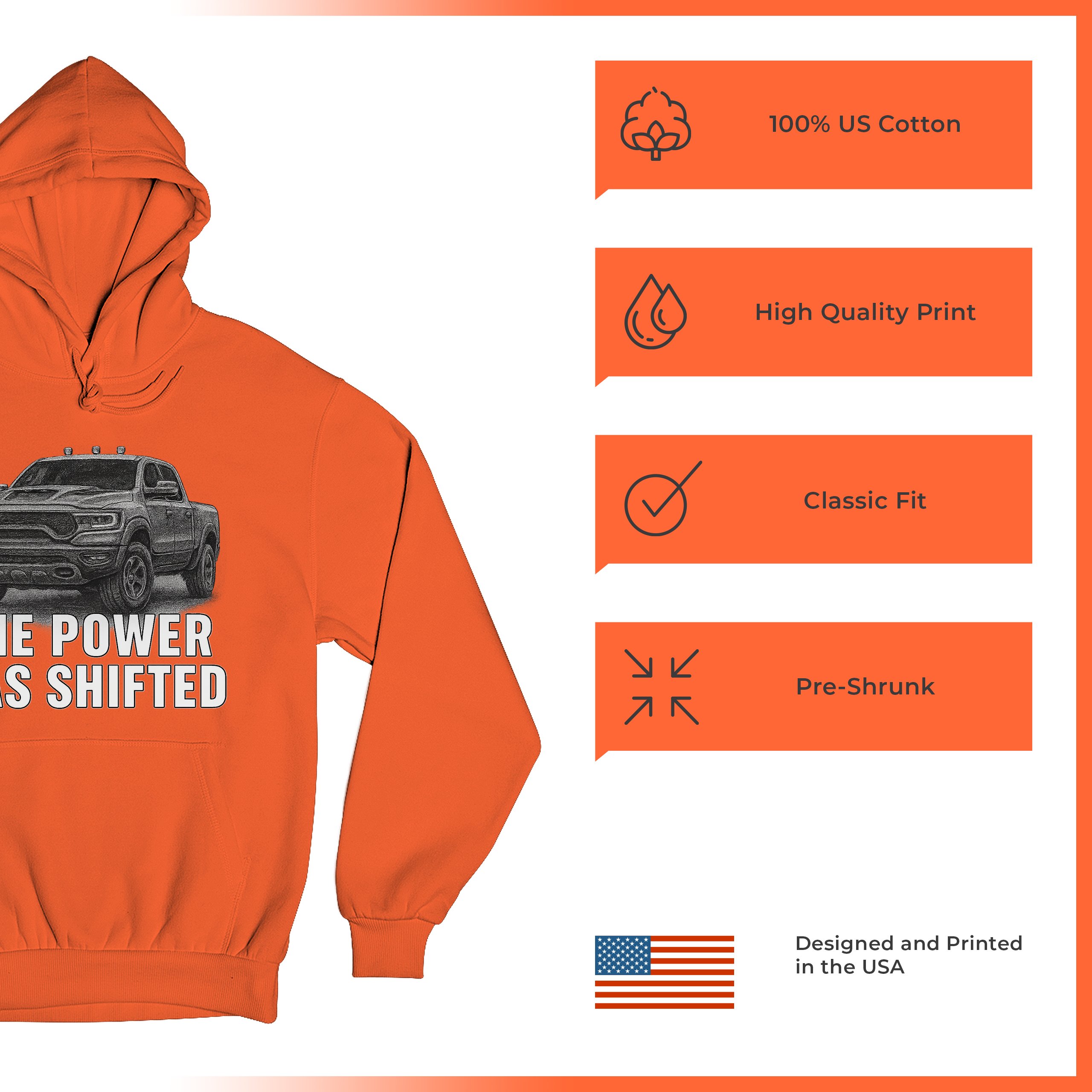 The Power Has Shifted Unisex Hoodie American 4x4 Offroad Pickup Truck - Picture 21 of 57