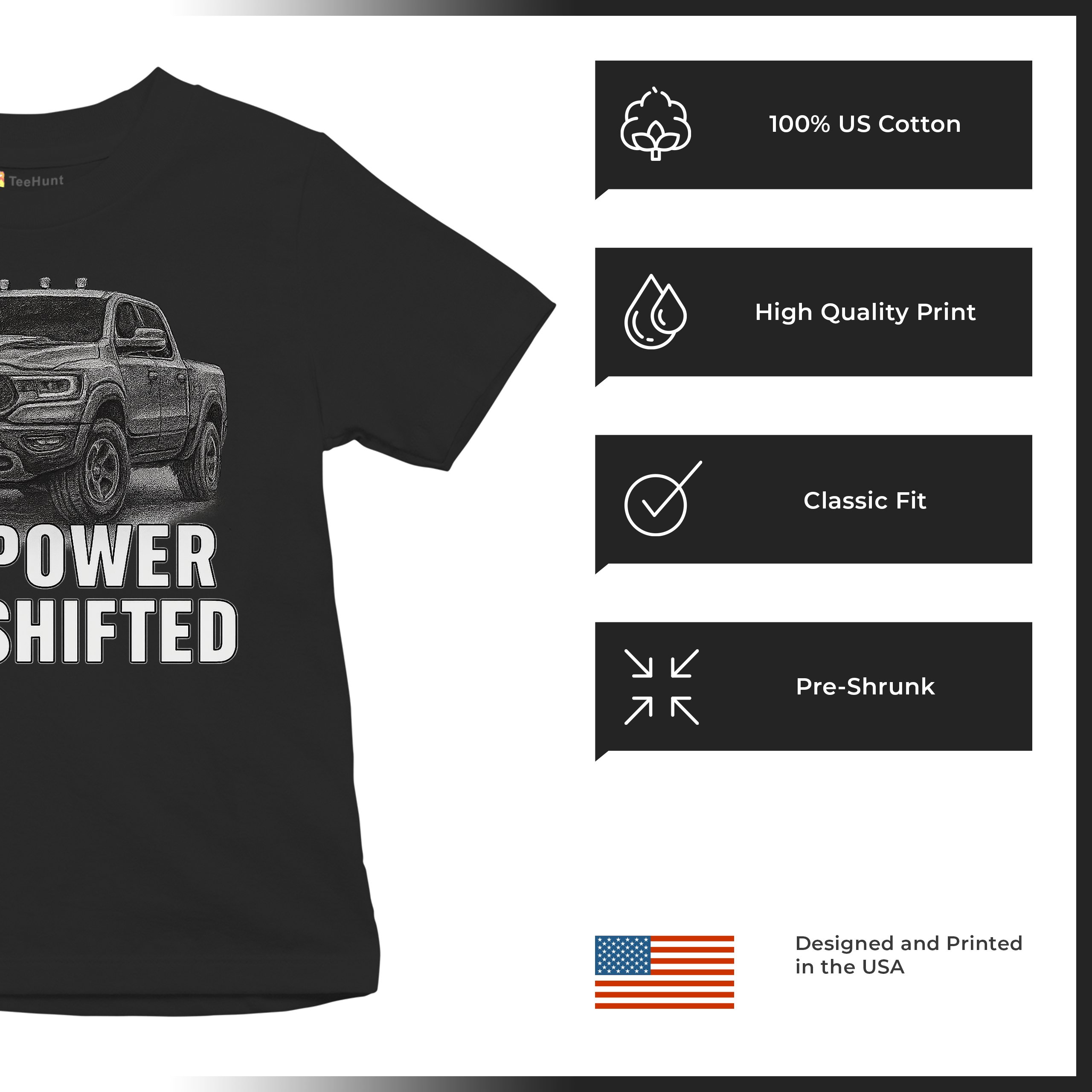 The Power Has Shifted Youth T-shirt American 4x4 Offroad Pickup Truck Kids - Picture 7 of 50