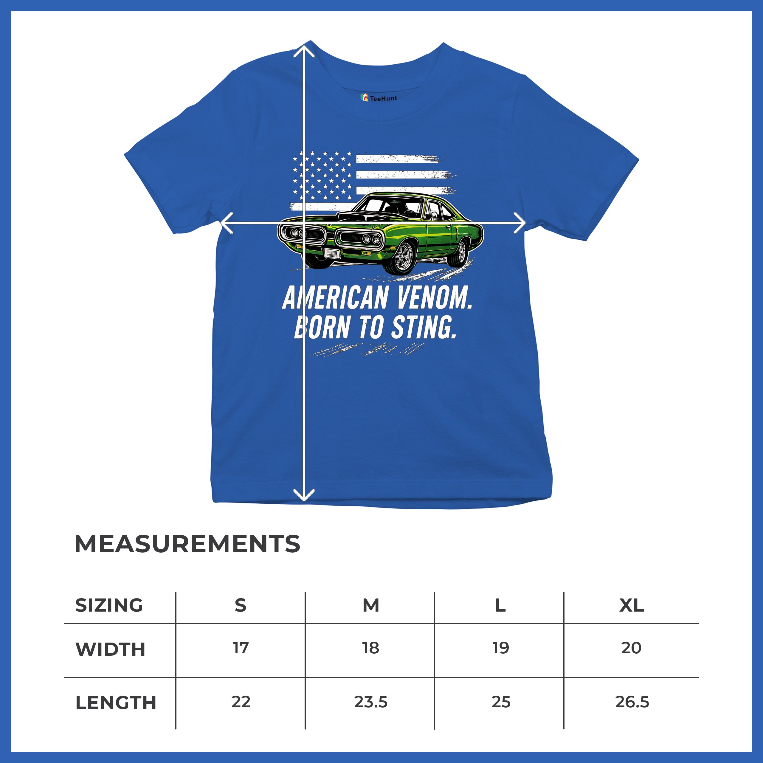 American Venom Muscle Car Youth T-shirt Classic Patriotic Vintage Kids - Picture 43 of 50