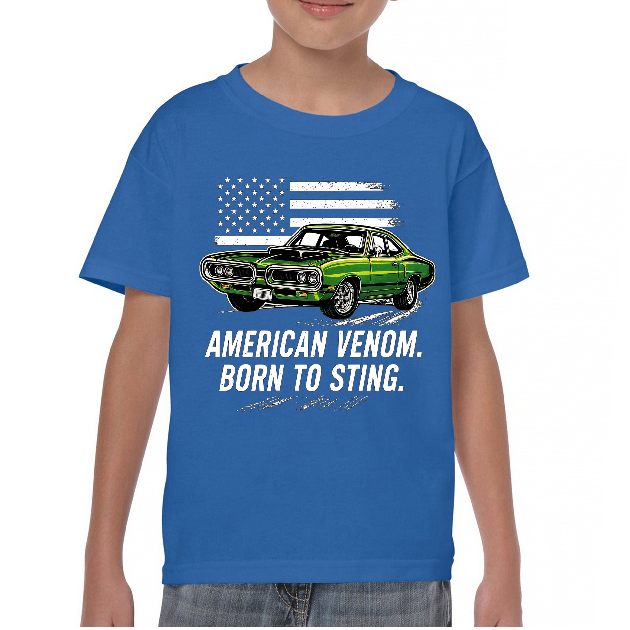American Venom Muscle Car Youth T-shirt Classic Patriotic Vintage Kids - Picture 37 of 50