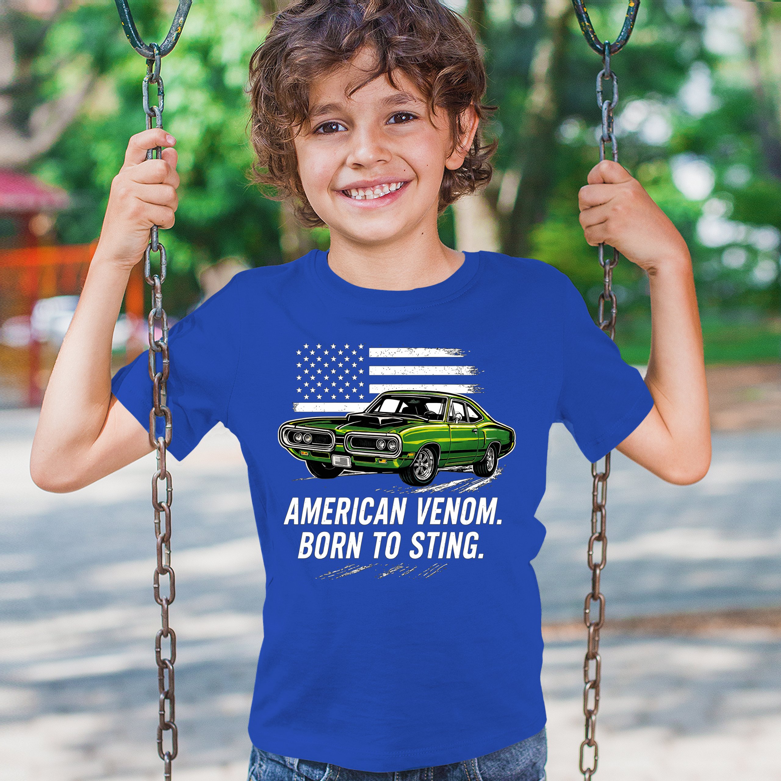 American Venom Muscle Car Youth T-shirt Classic Patriotic Vintage Kids - Picture 40 of 50