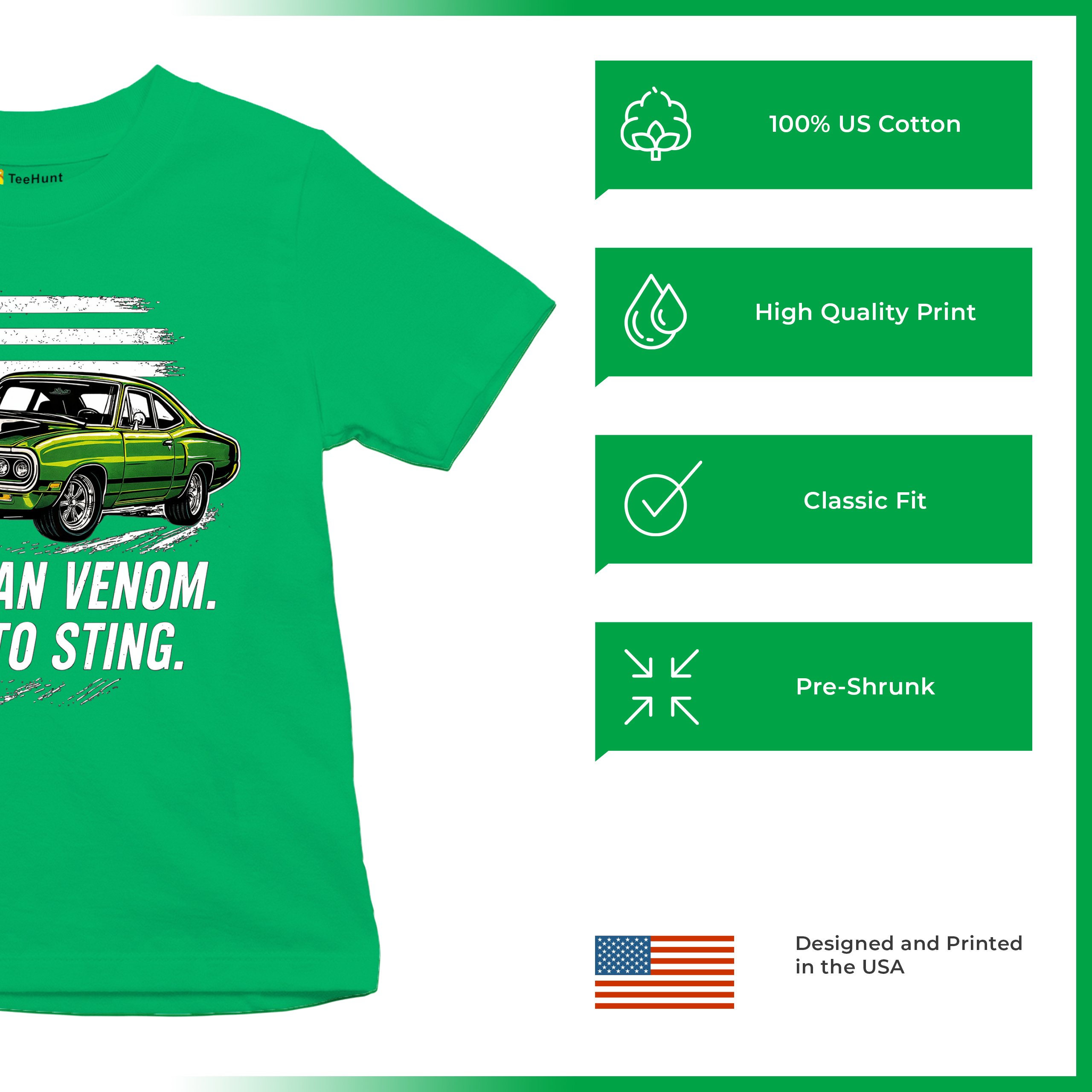 American Venom Muscle Car Youth T-shirt Classic Patriotic Vintage Kids - Picture 35 of 50