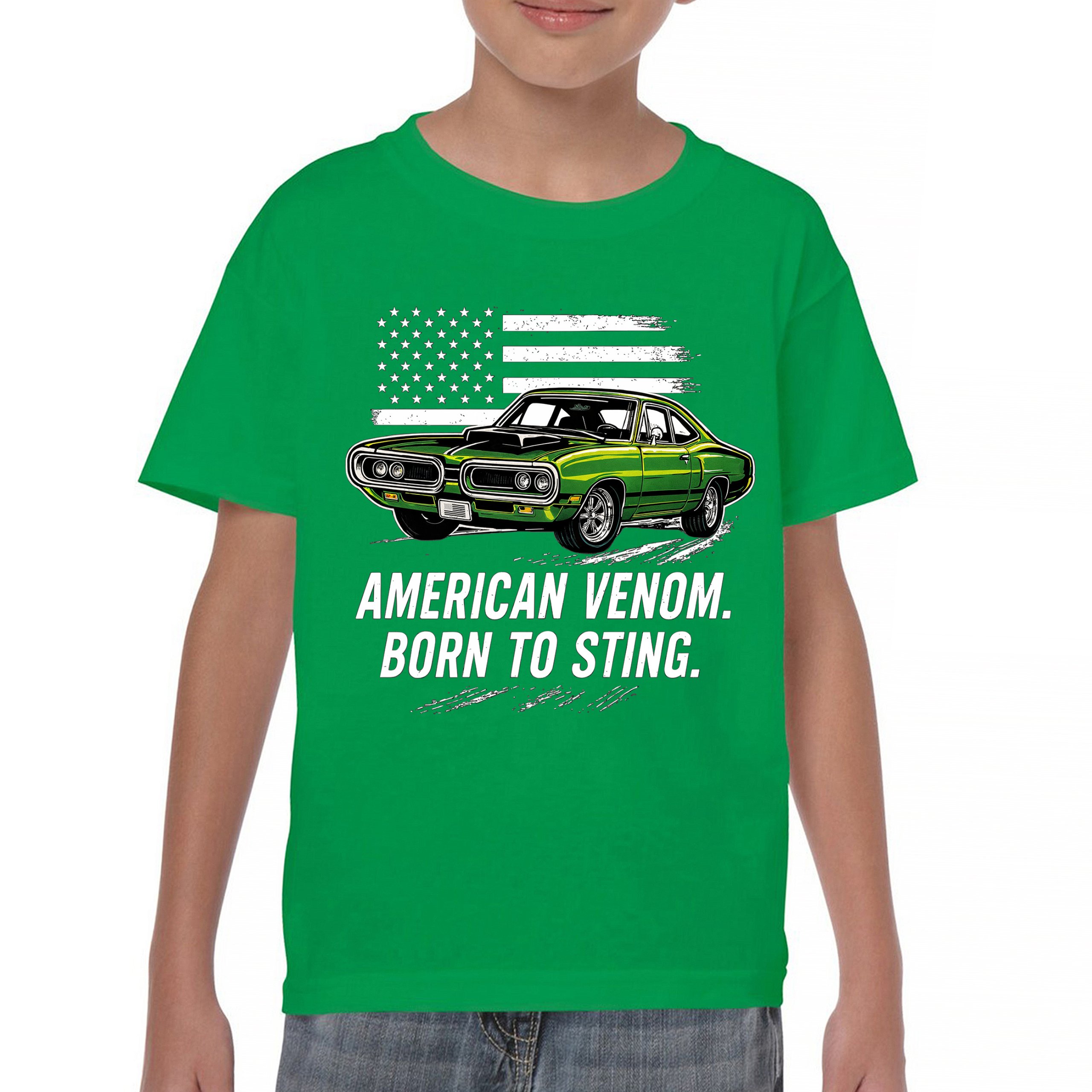 American Venom Muscle Car Youth T-shirt Classic Patriotic Vintage Kids - Picture 30 of 50